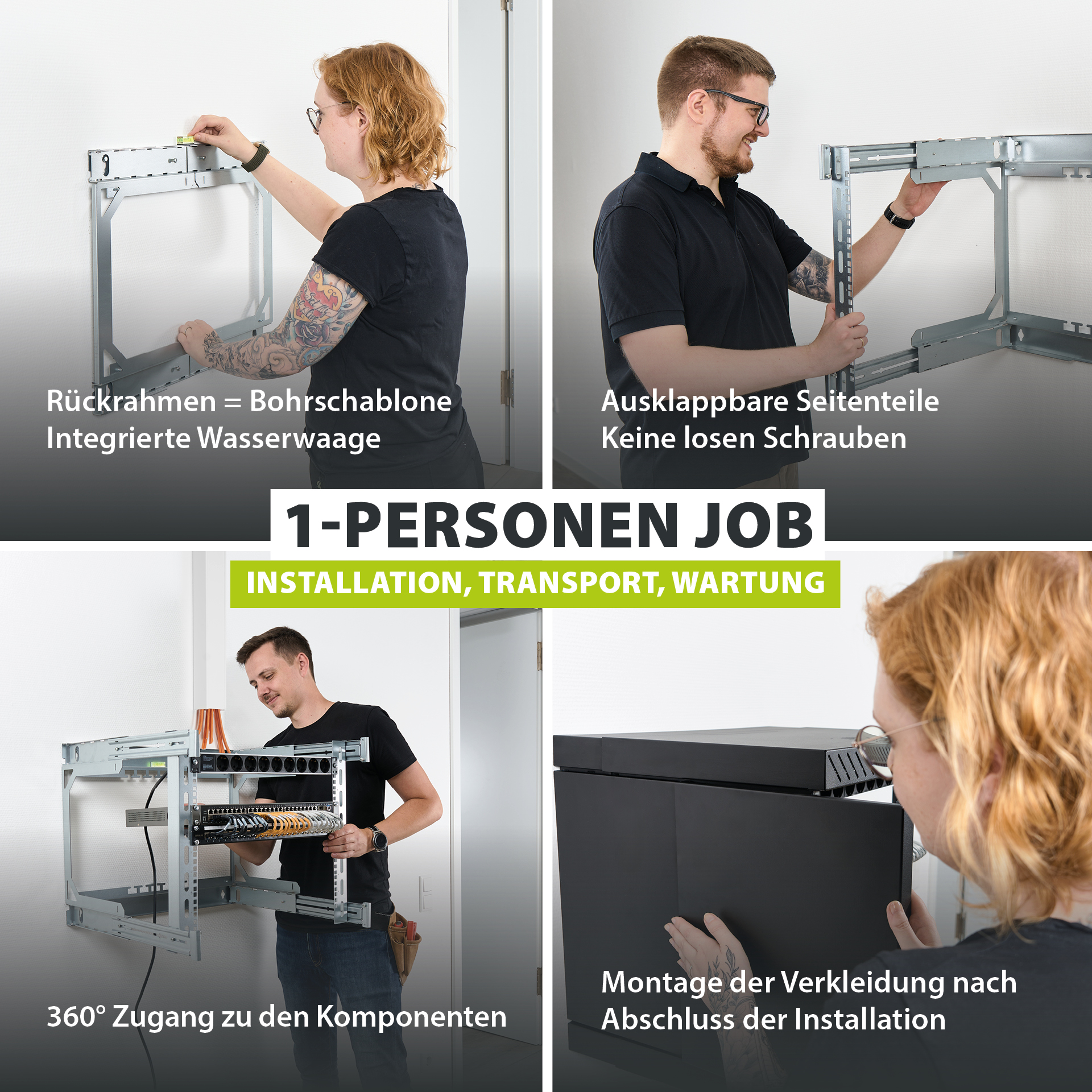 Wandgehäuse X-Rack mit Glastür 400-600mm 15HE schwarz RAL9005