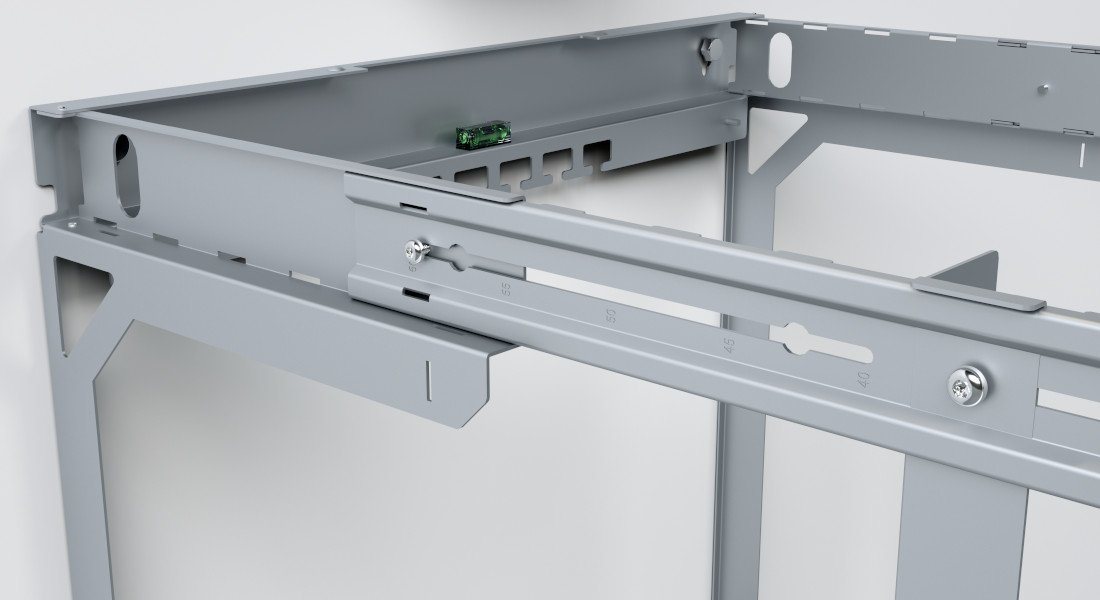 Detailaufnahme: X-Rack Tiefeneinstellung Detailaufnahme: X-Rack Tiefeneinstellung