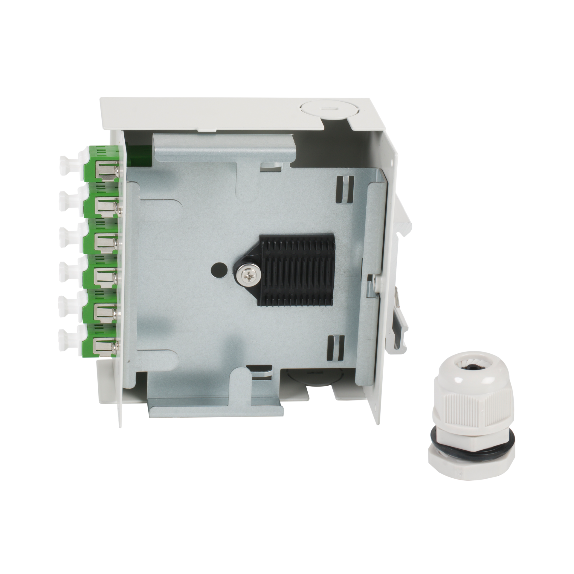 Hutschienenbox OS2 6xLC/APC-Duplex Kupplung, ohne Pigtails