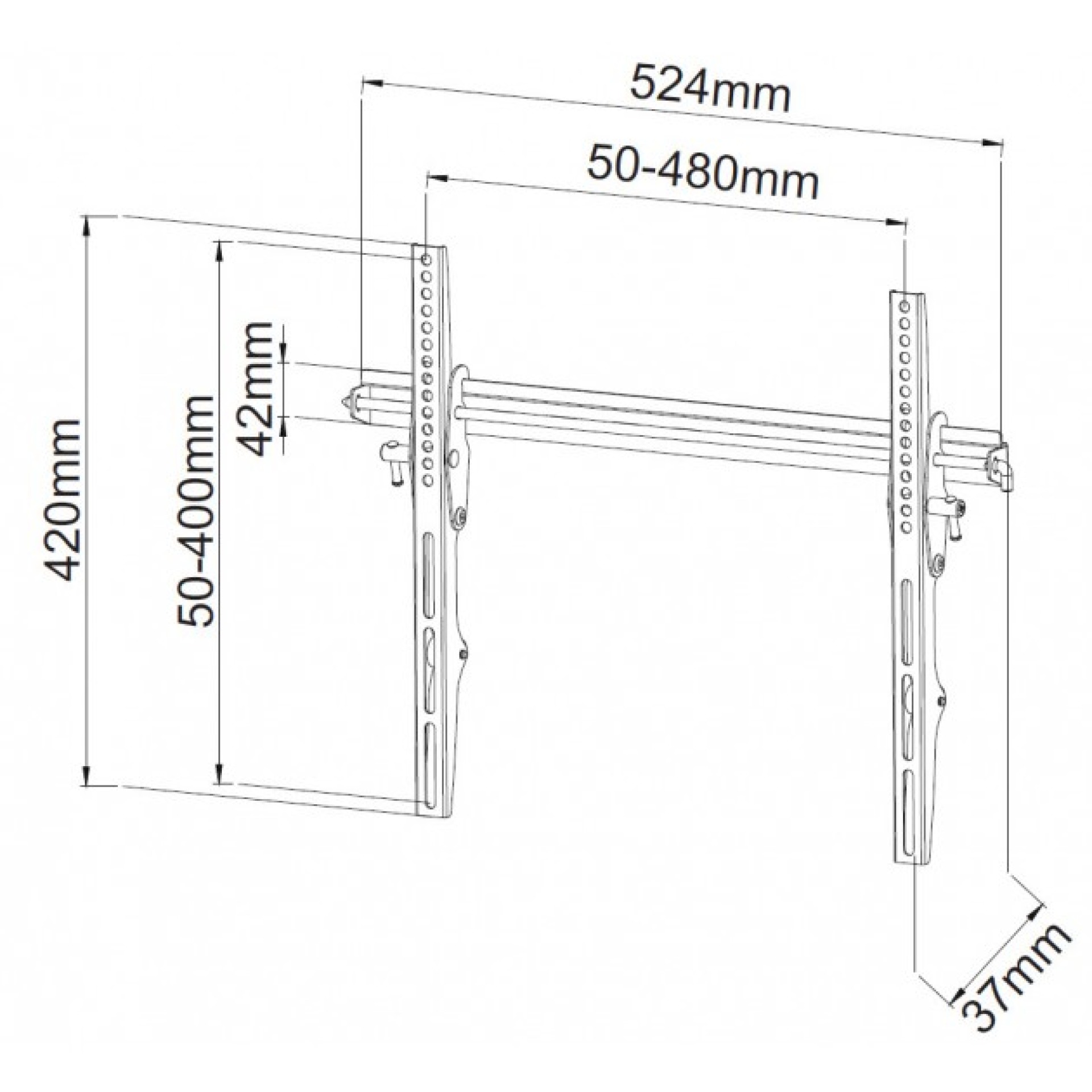 Wall bracket for 1 LCD TV LED 23"-55", tiltable, black