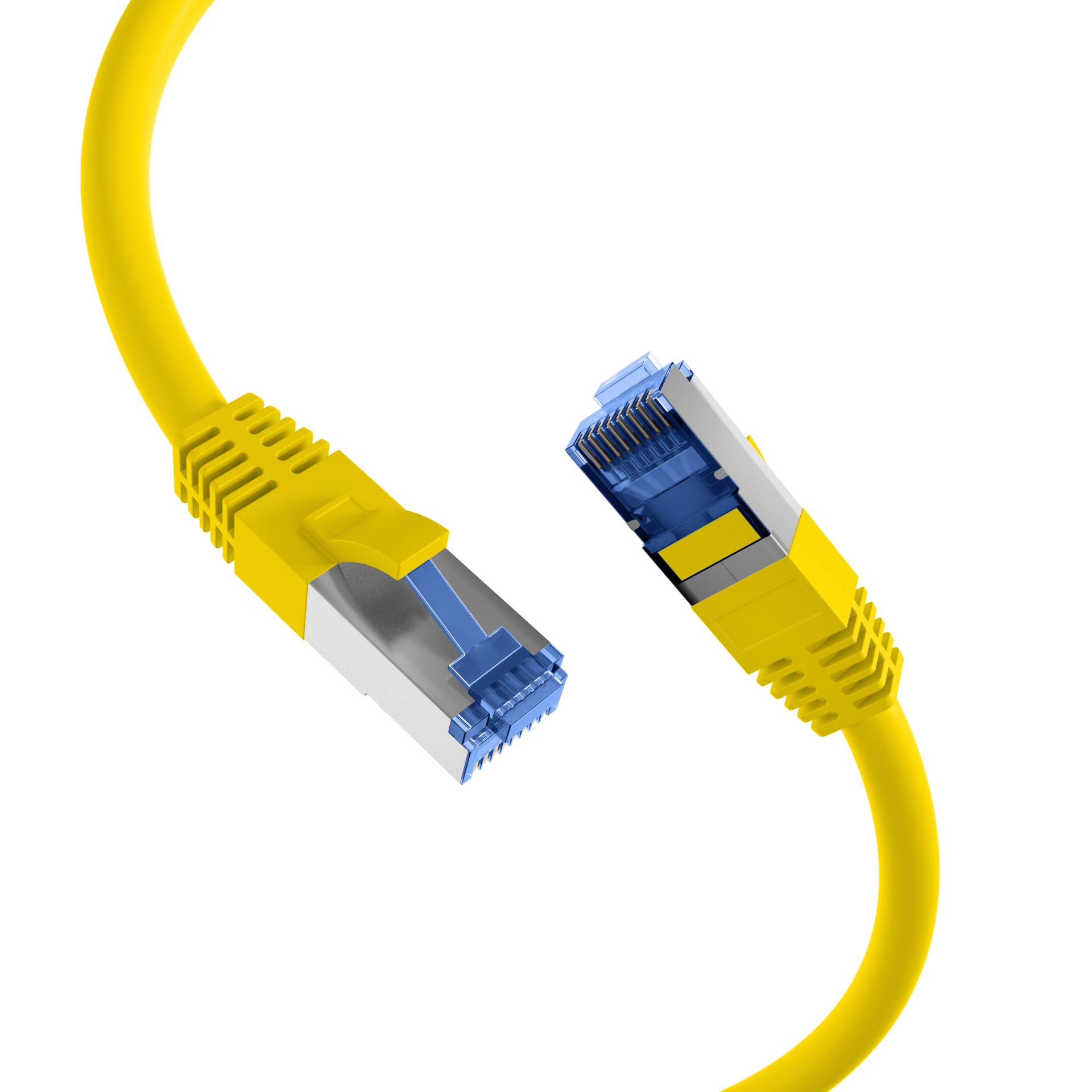 RJ45 Patch Cord Cat.6A S/FTP TPE Cat.7 raw cable superflex yellow 1,5m