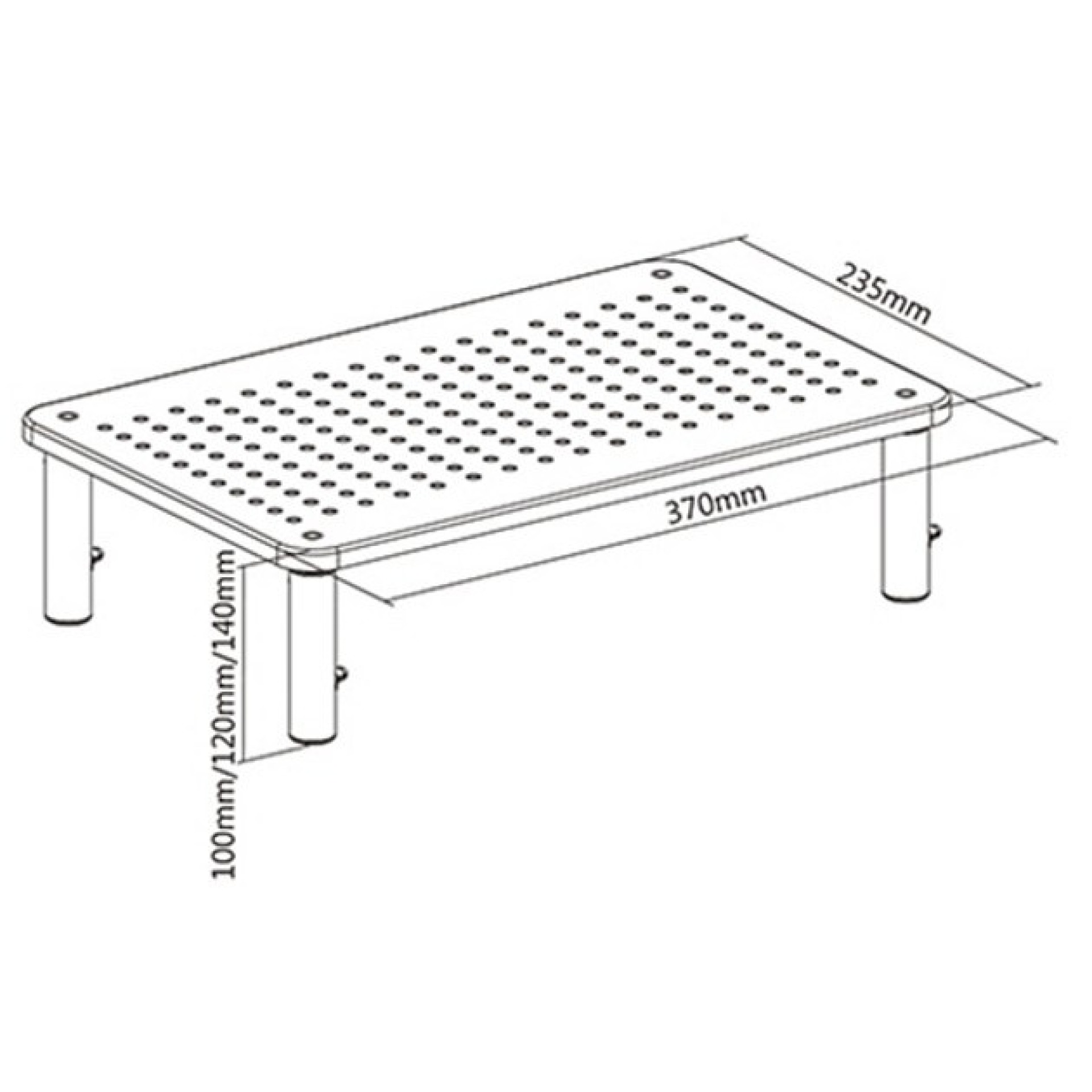 LCD / Laptop desk stand, black, 370 x 235 x 120 mm