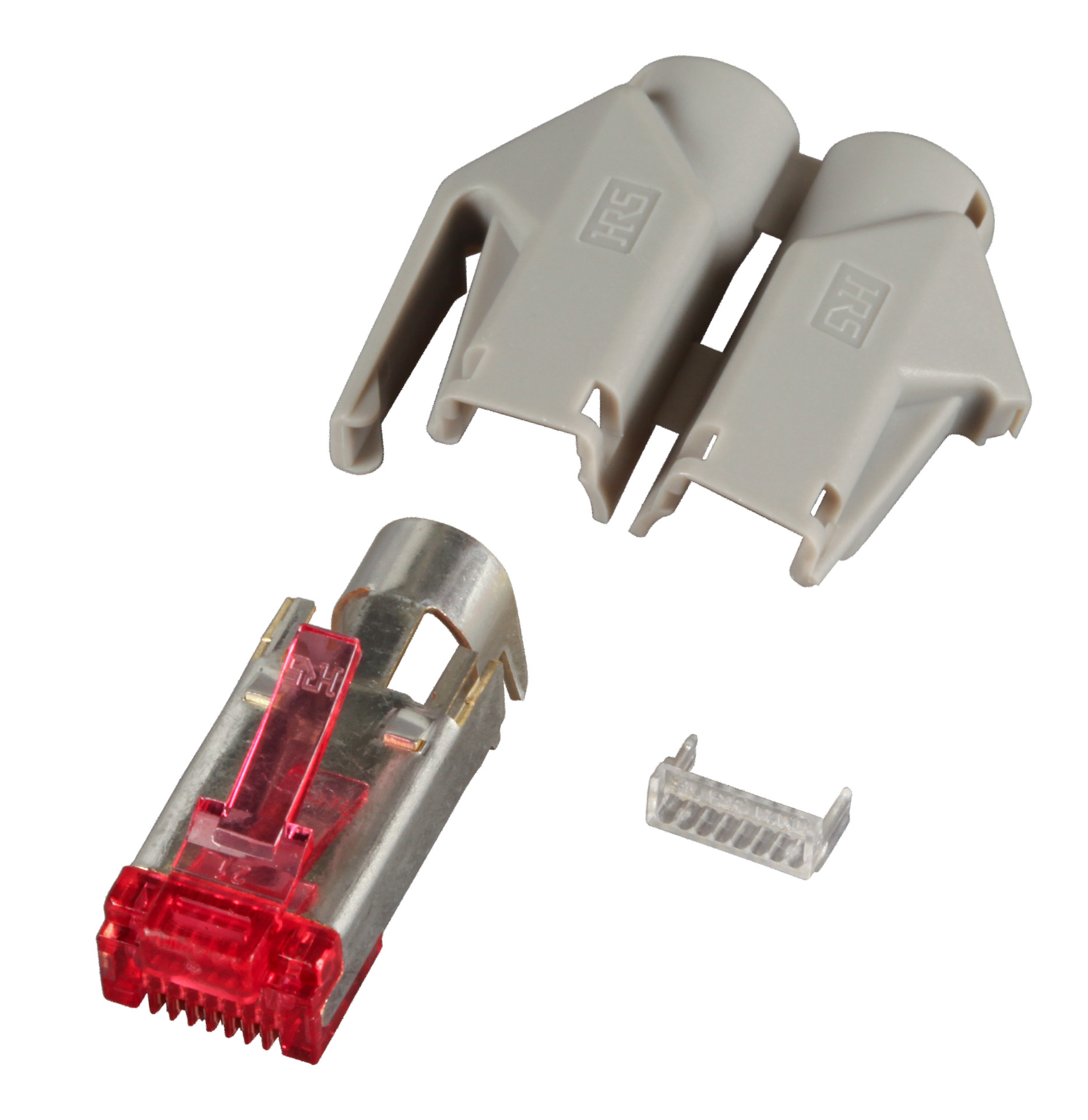 RJ45-Hirose Stecker STP, TM21 grau, 1 Stück, 3 Elemente, Cat.6