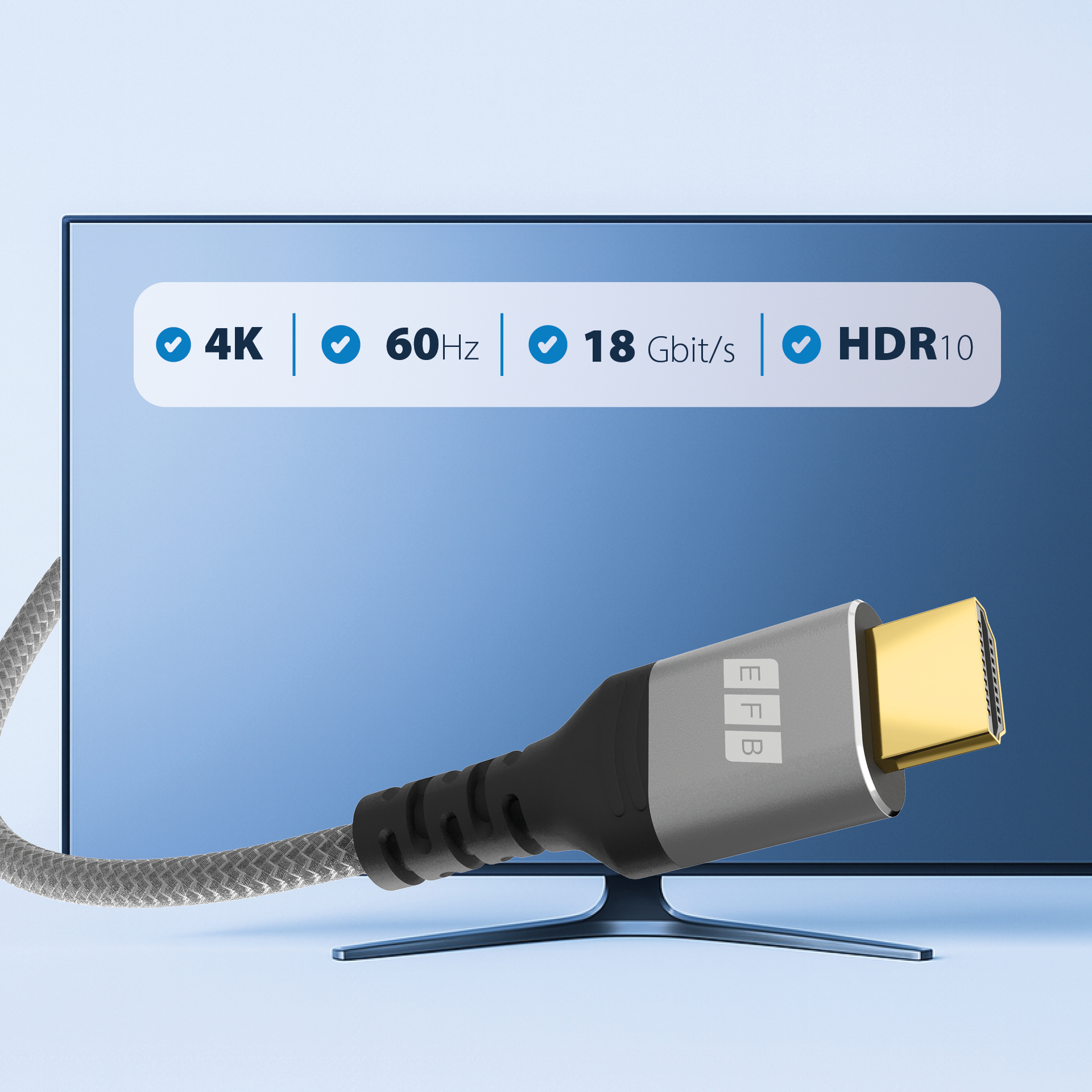 HDMI Kabel High-Speed m. Ethernet 4K60Hz 18 Gbit/s 0,5m grau komp. mit HDMI 2.0