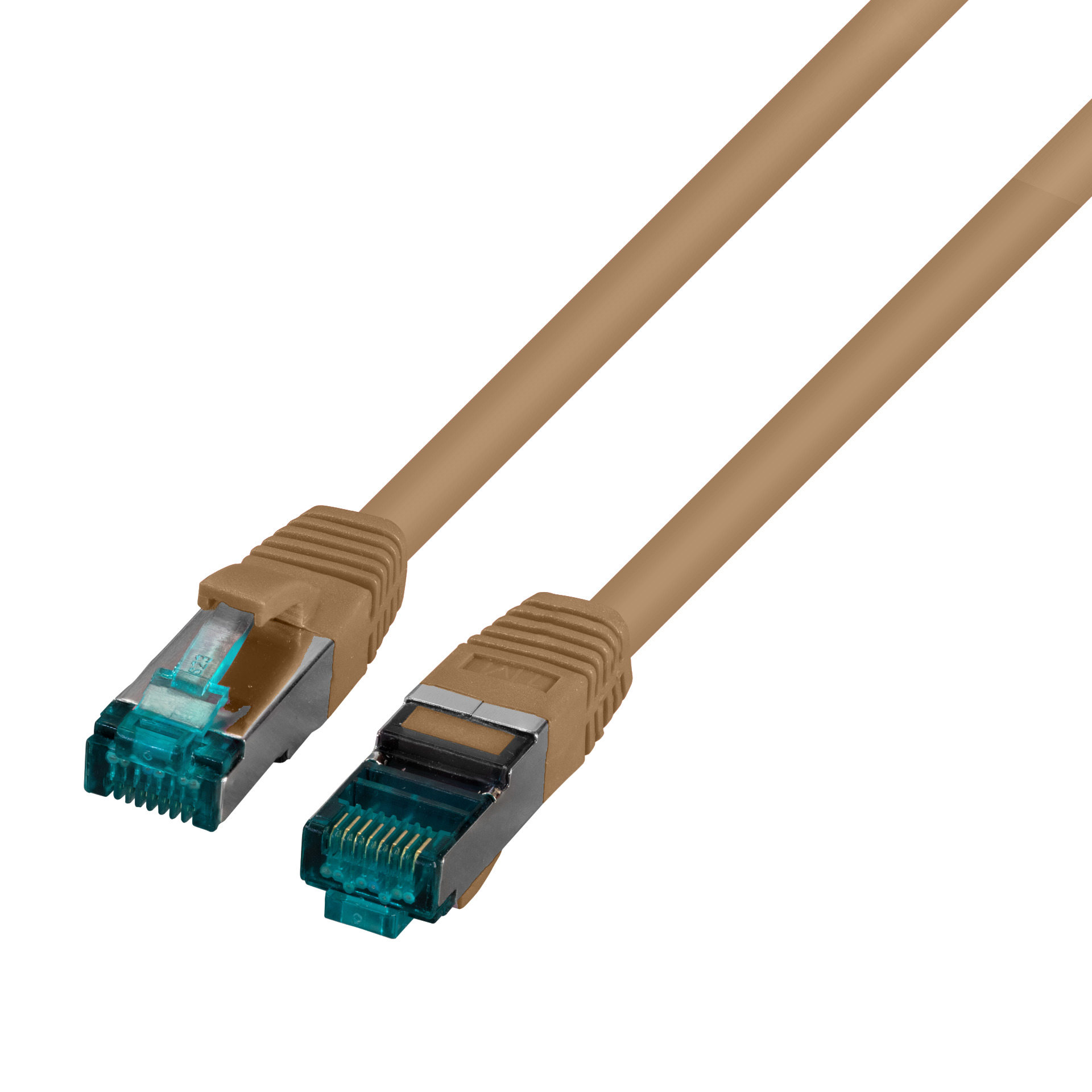 RJ45 Patchkabel S/FTP, Cat.6A, LSZH, 0,15m, braun