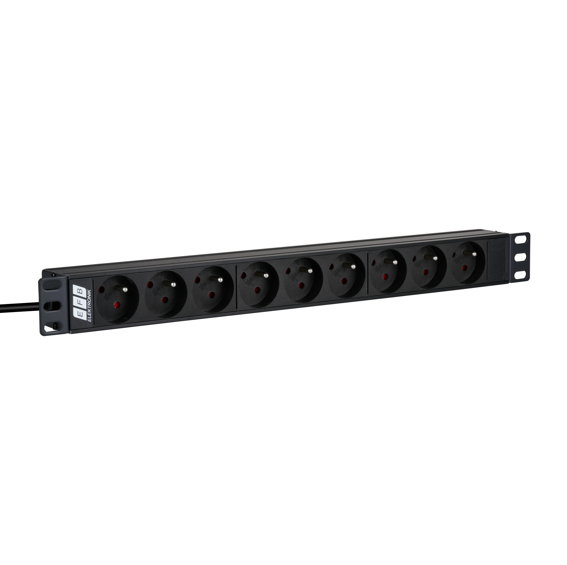 19“ 1HE Steckdosenleiste 9 x UTE ohne Schalter
