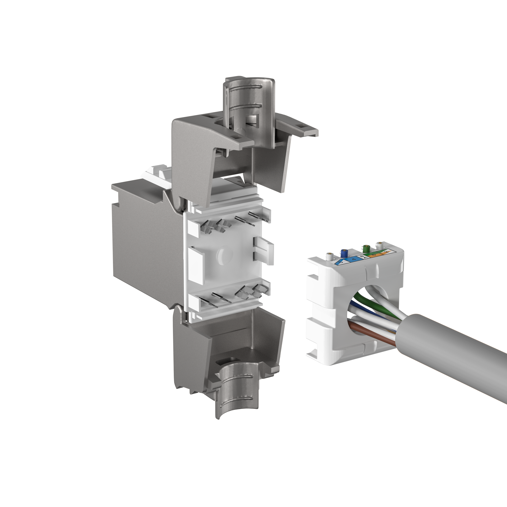 RJ45 Keystone Slimline, Cat.6A, silber,,