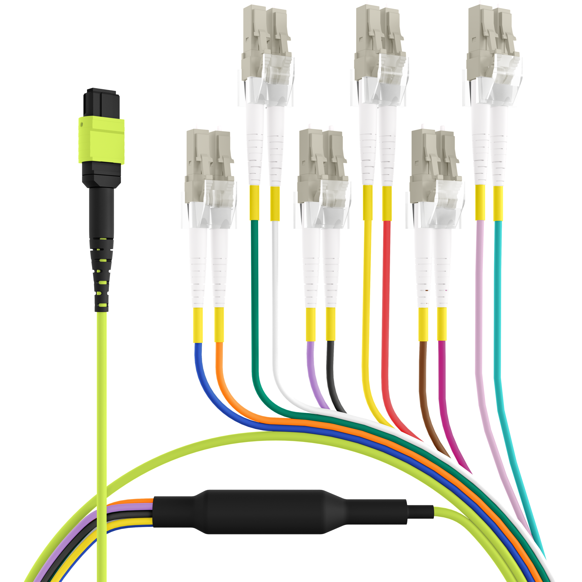 MTP®(F)-LC Trunk cable OM5 12 fibers Typ B LSZH limegreen 5m