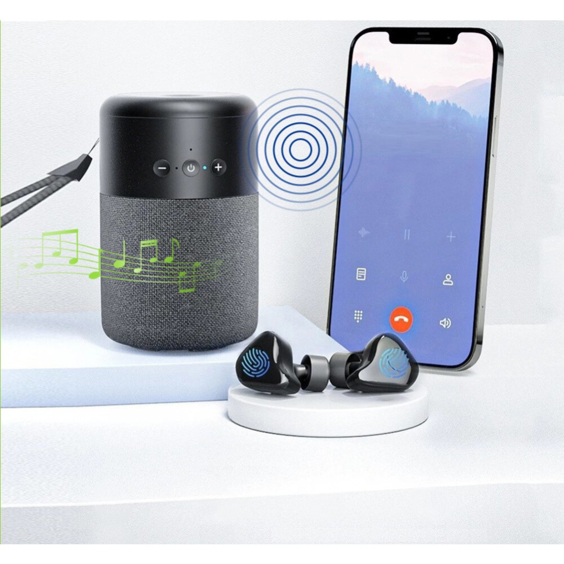Techly Lautsprecher Ladegehäuse mit wireless Kopfhörern BT