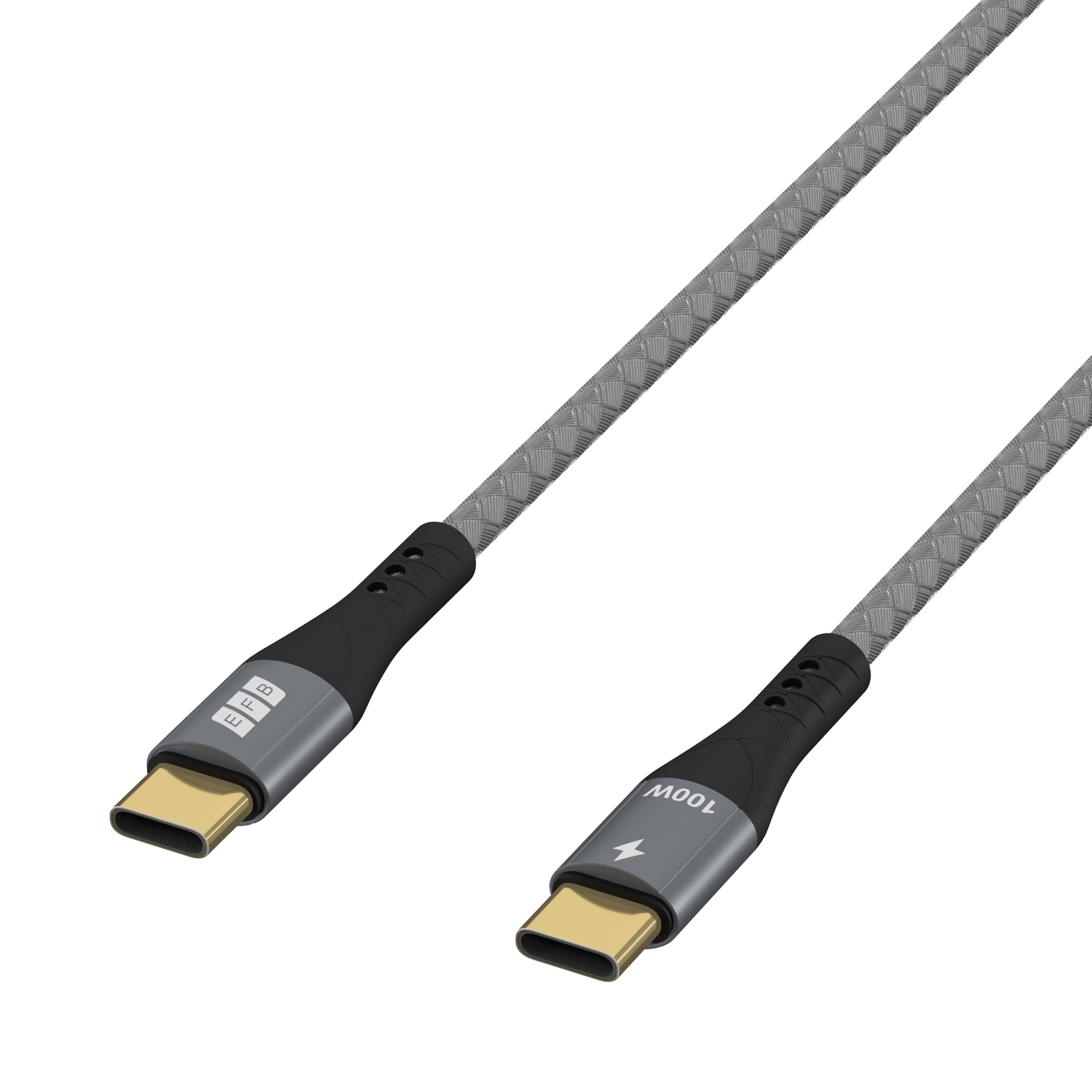 USB-C Kabel 100W PD 3.0 5A E-Marker Chip 3m grau Goldkontakte Textilmantel