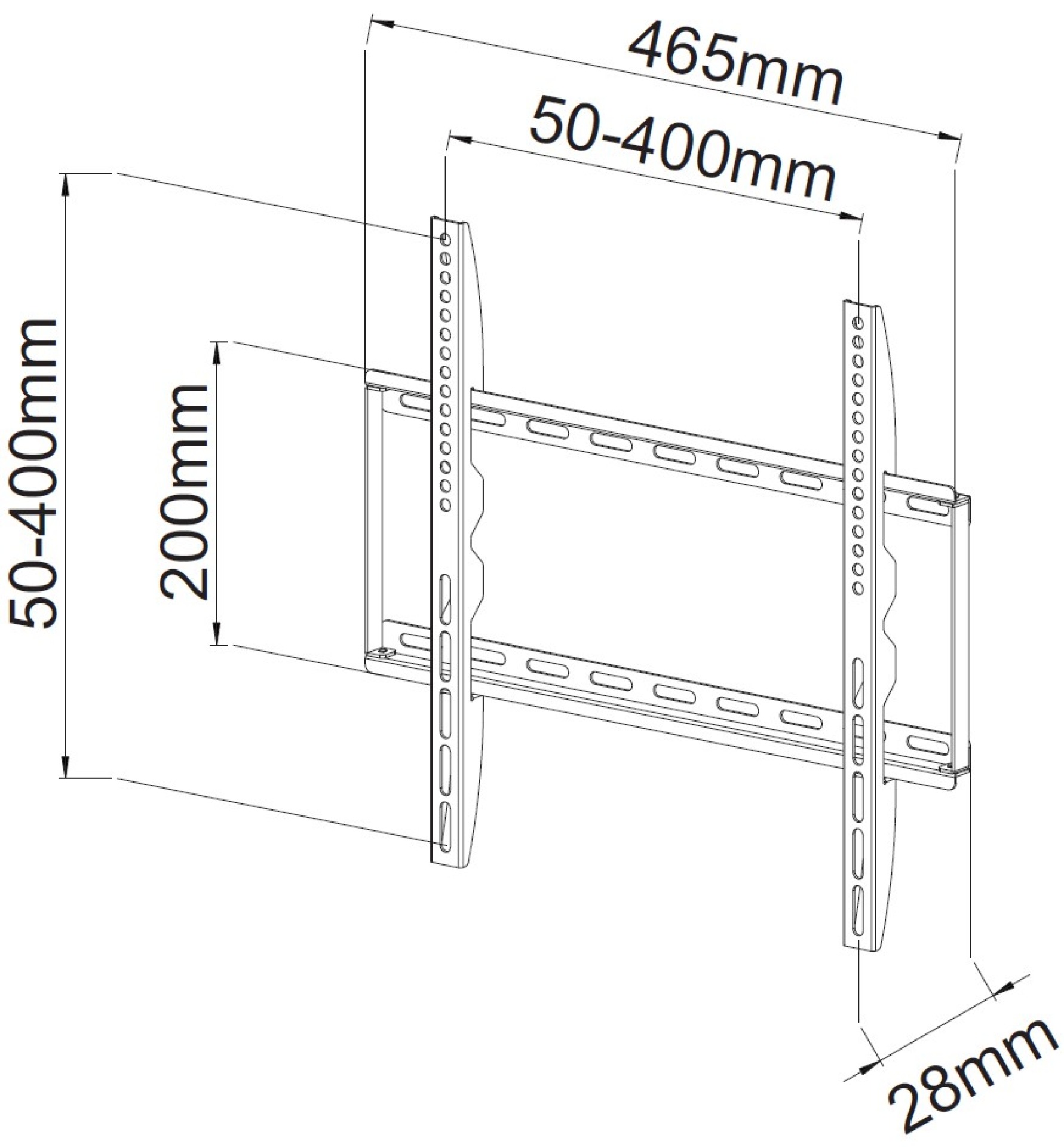 Wall support for LCD TV LED 23"-55" slim fixed, black