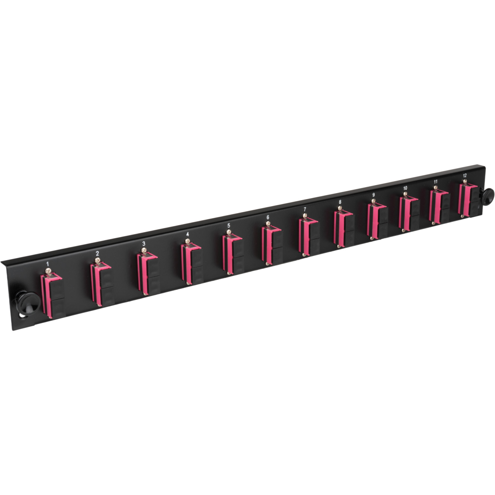 Bestückte Frontblende mit 12 x SC Duplex Kupplung OS2 vertikal, schwarz
