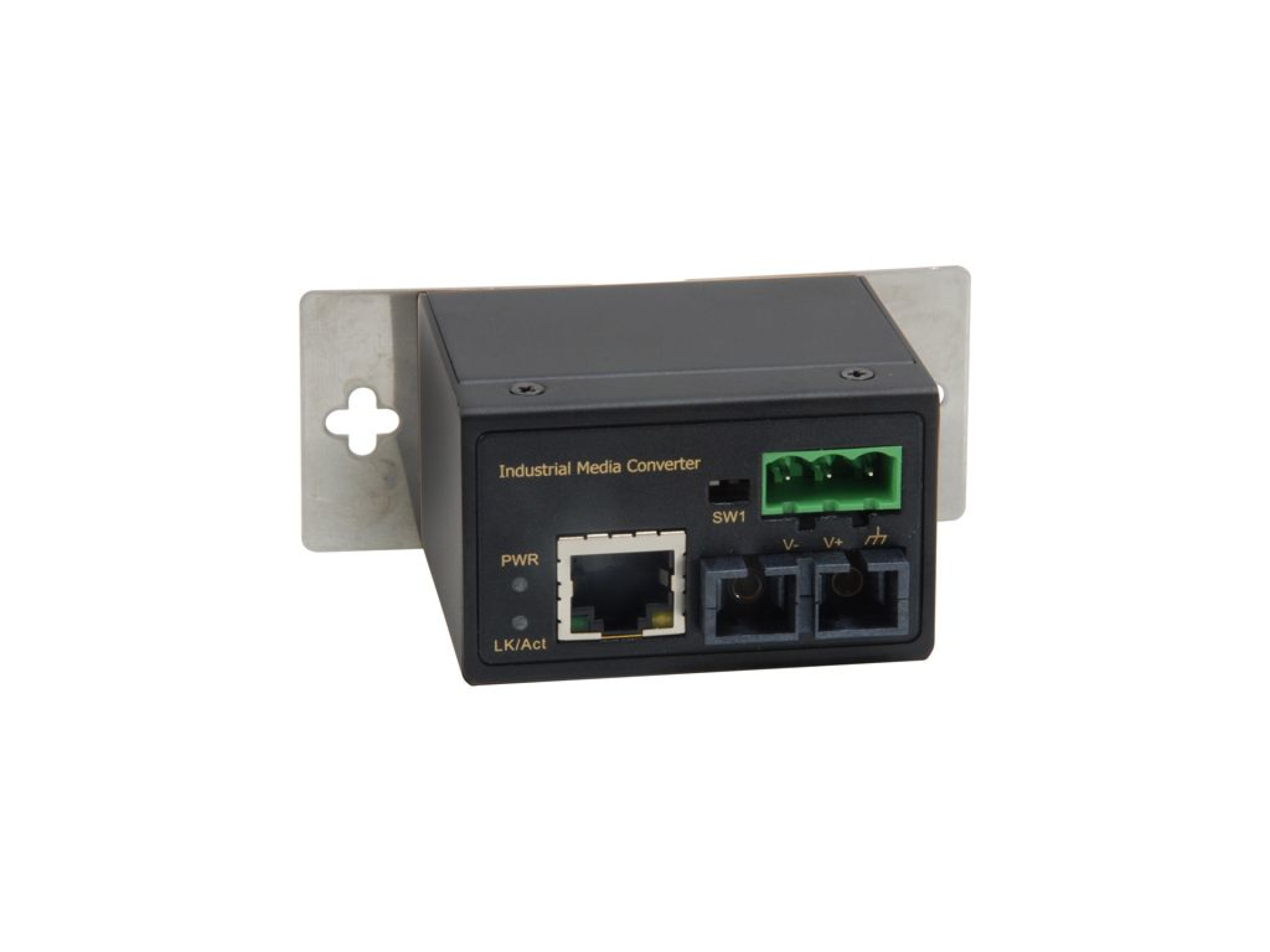 DIN rail multi-mode industrial media converter, 10/100, RJ45 to SC