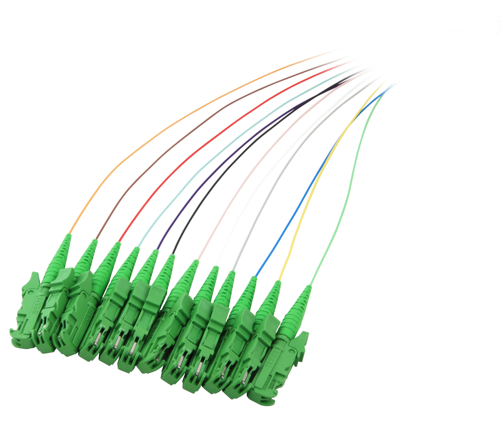 Faserpigtail E2000®/APC8° OS2, 12-farbiger Satz, 2m