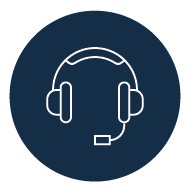 Icon eines Headsets mit Mikrofon auf dunkelblauem Hintergrund – Symbol für Kommunikation, Kundenservice und Audiozubehör Icon eines Headsets mit Mikrofon auf dunkelblauem Hintergrund – Symbol für Kommunikation, Kundenservice und Audiozubehör
