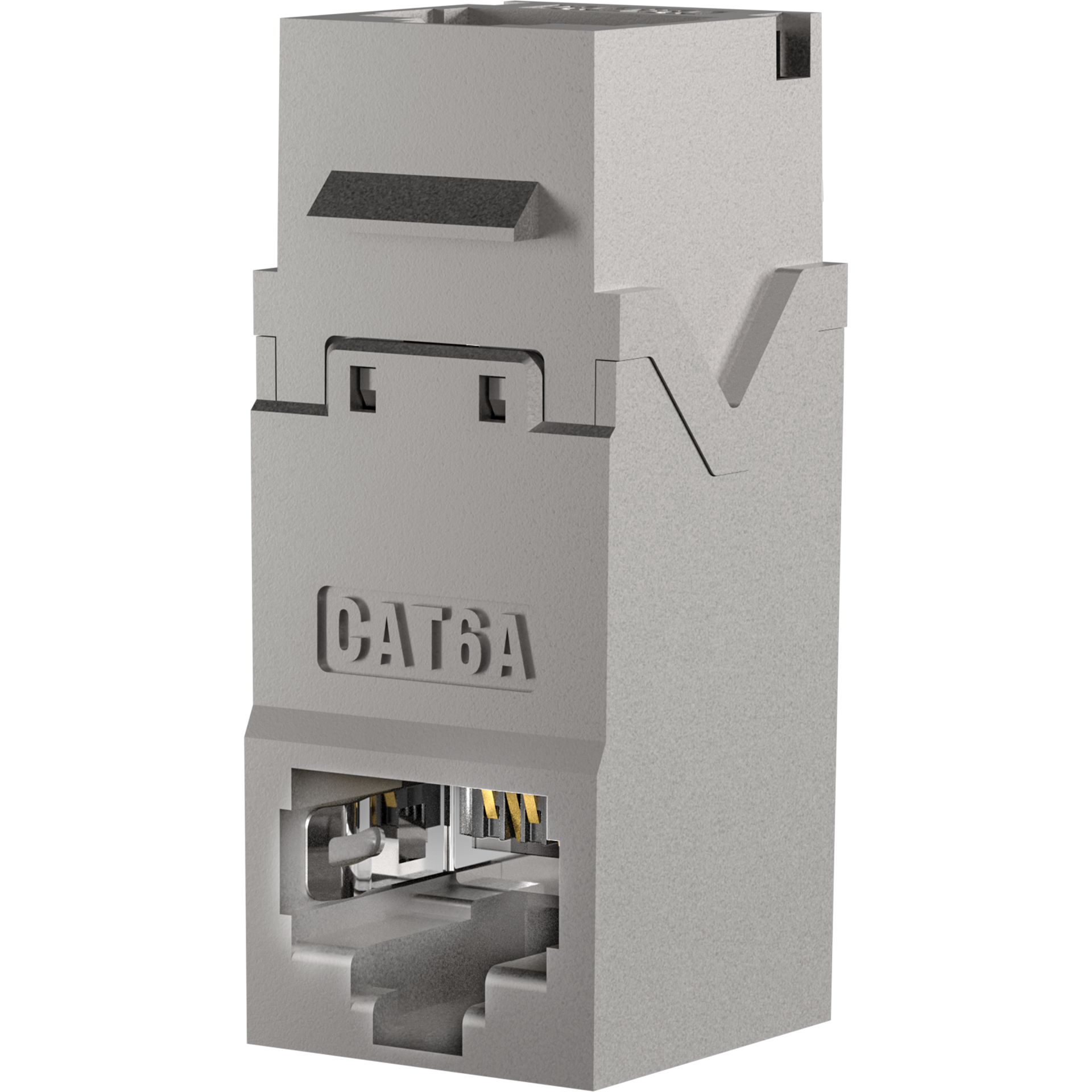 Keystone Einbauadapter RJ45 STP, Cat.6A, 90° Anschluß, Zinkdruckguß T=40mm