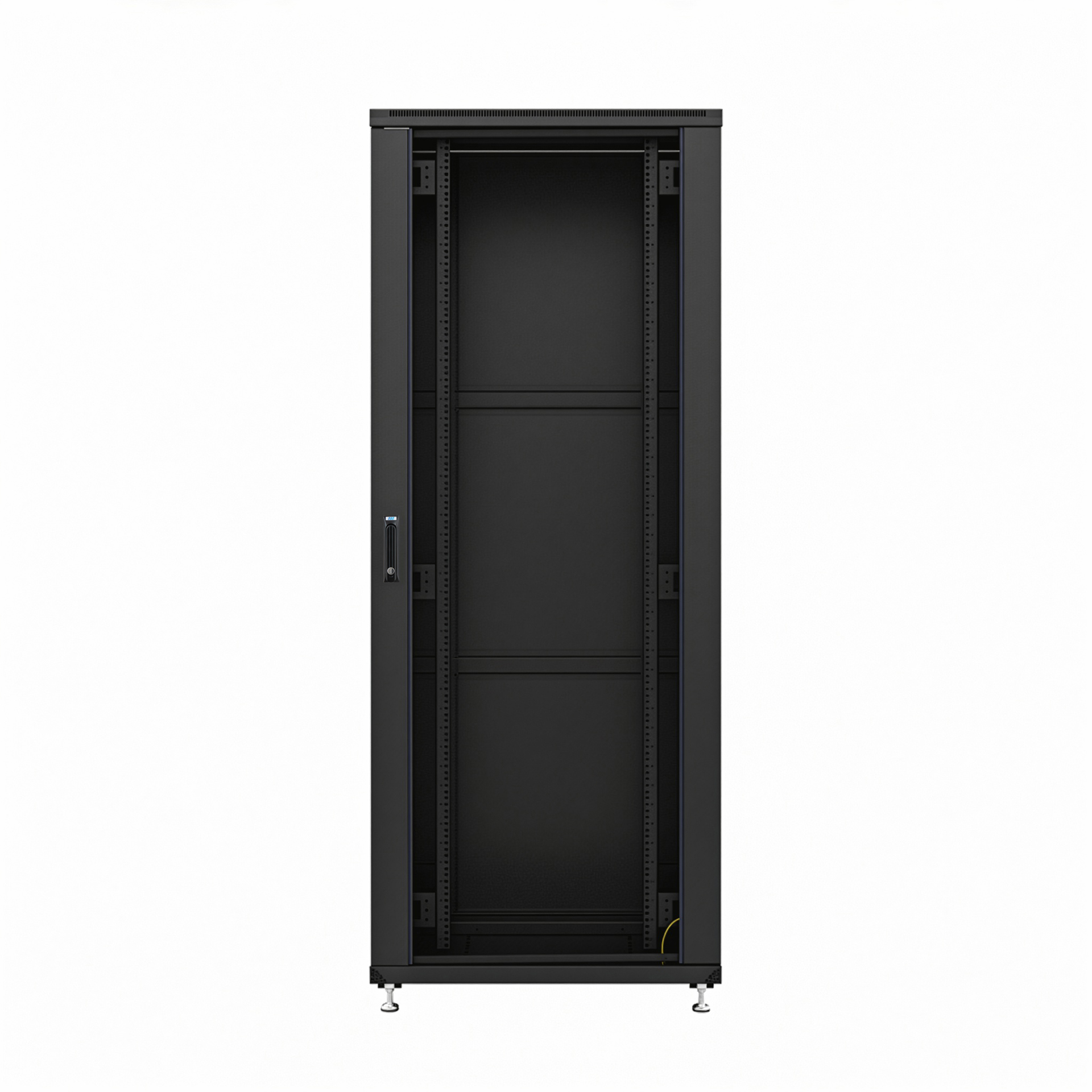 19'' Netzwerkschrank PEL 42HE 600x600 RAL9005,Front Glas 1-tlg., Rück Stahl 1-tl