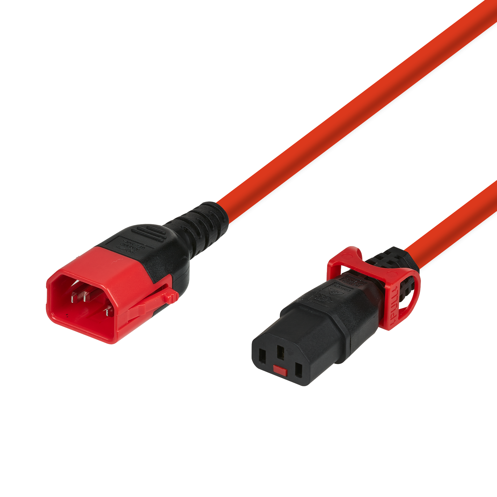 Extension Cable C14 - C13, Dual Lock, Red, 2 m