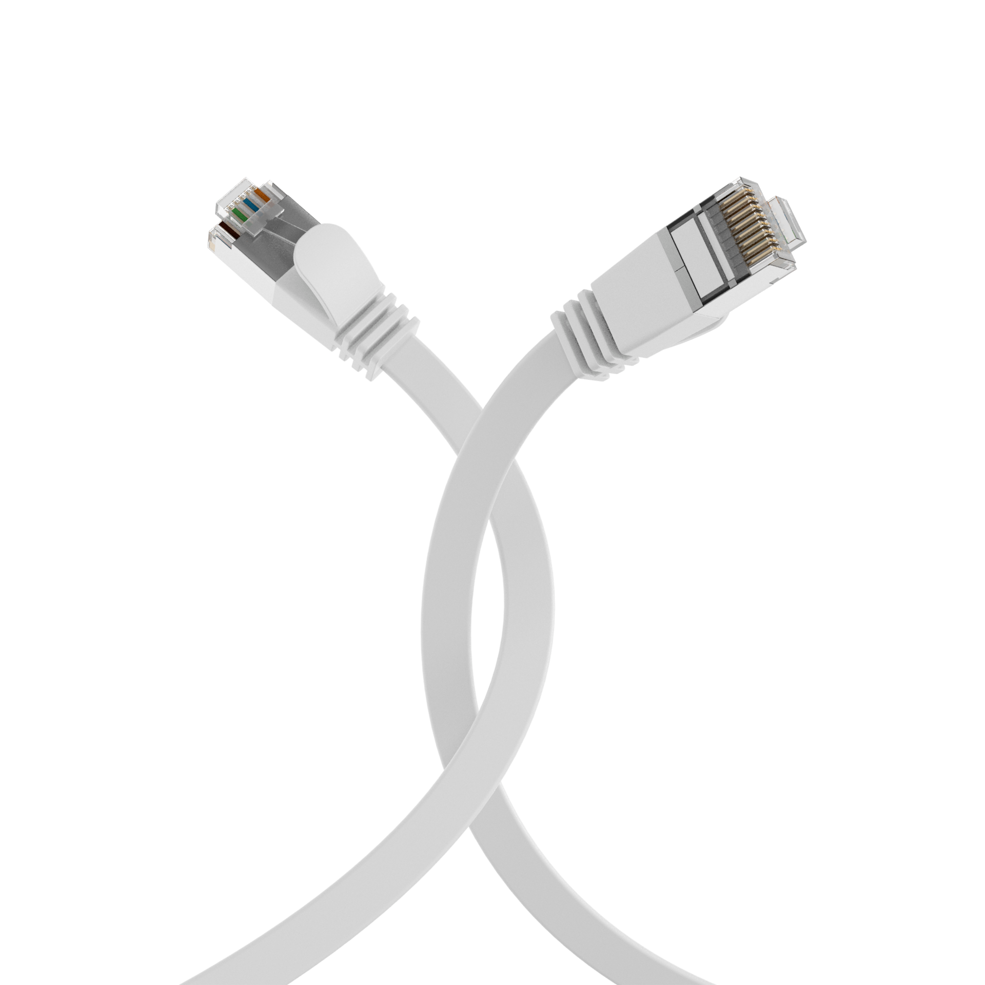 RJ45 Flat Patch Cord Cat.6A U/FTP PVC white 5m