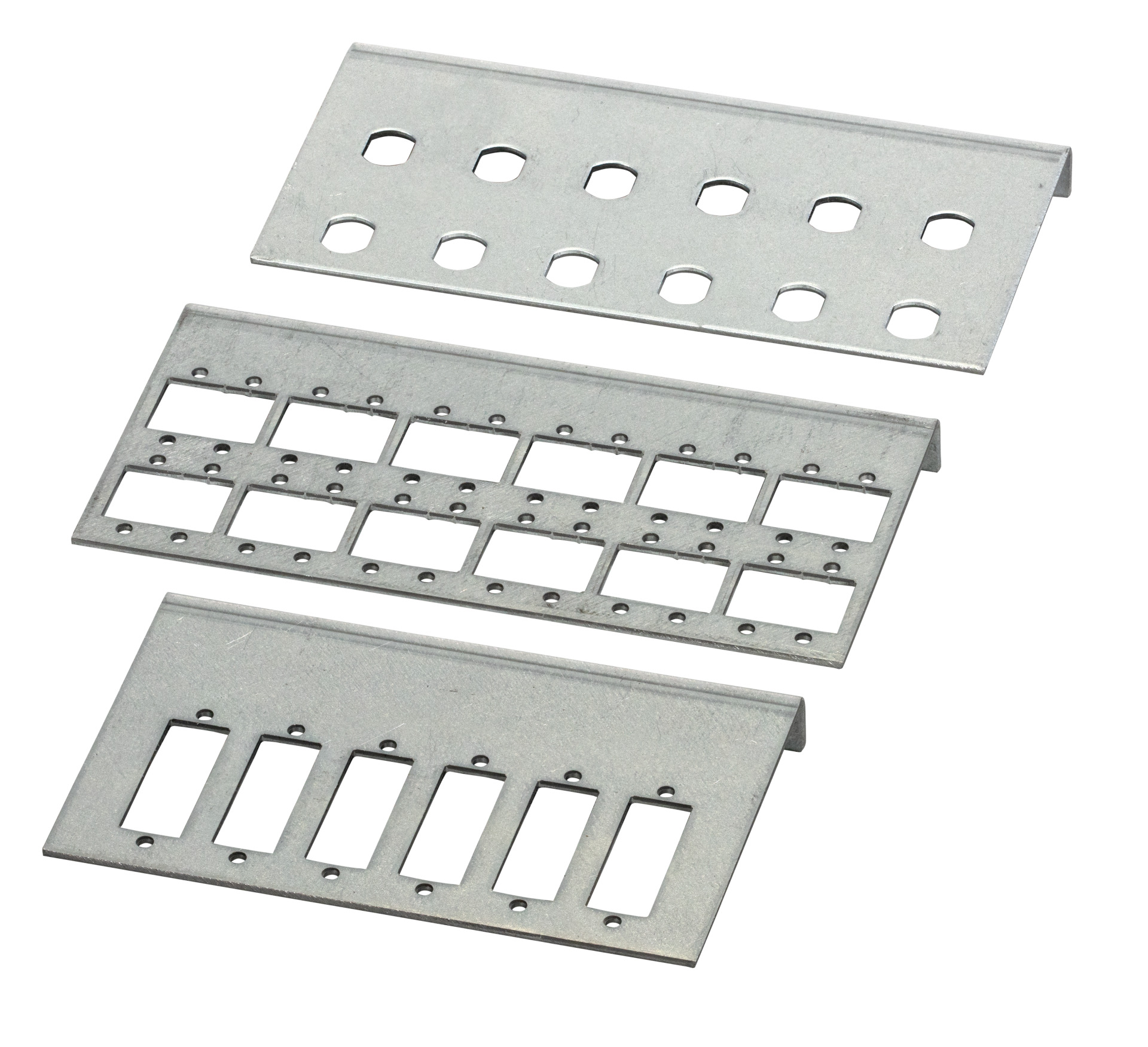 Set Verteilerplatten für Kupplungen, 6x SC-Duplex, 12x ST, 24x LC-Duplex Set Verteilerplatten für Kupplungen, 6x SC-Duplex, 12x ST, 24x LC-Duplex