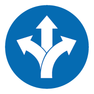 Icon with three arrows pointing in different directions – symbolizing maximum flexibility in network and IT solutions from EFB-Elektronik