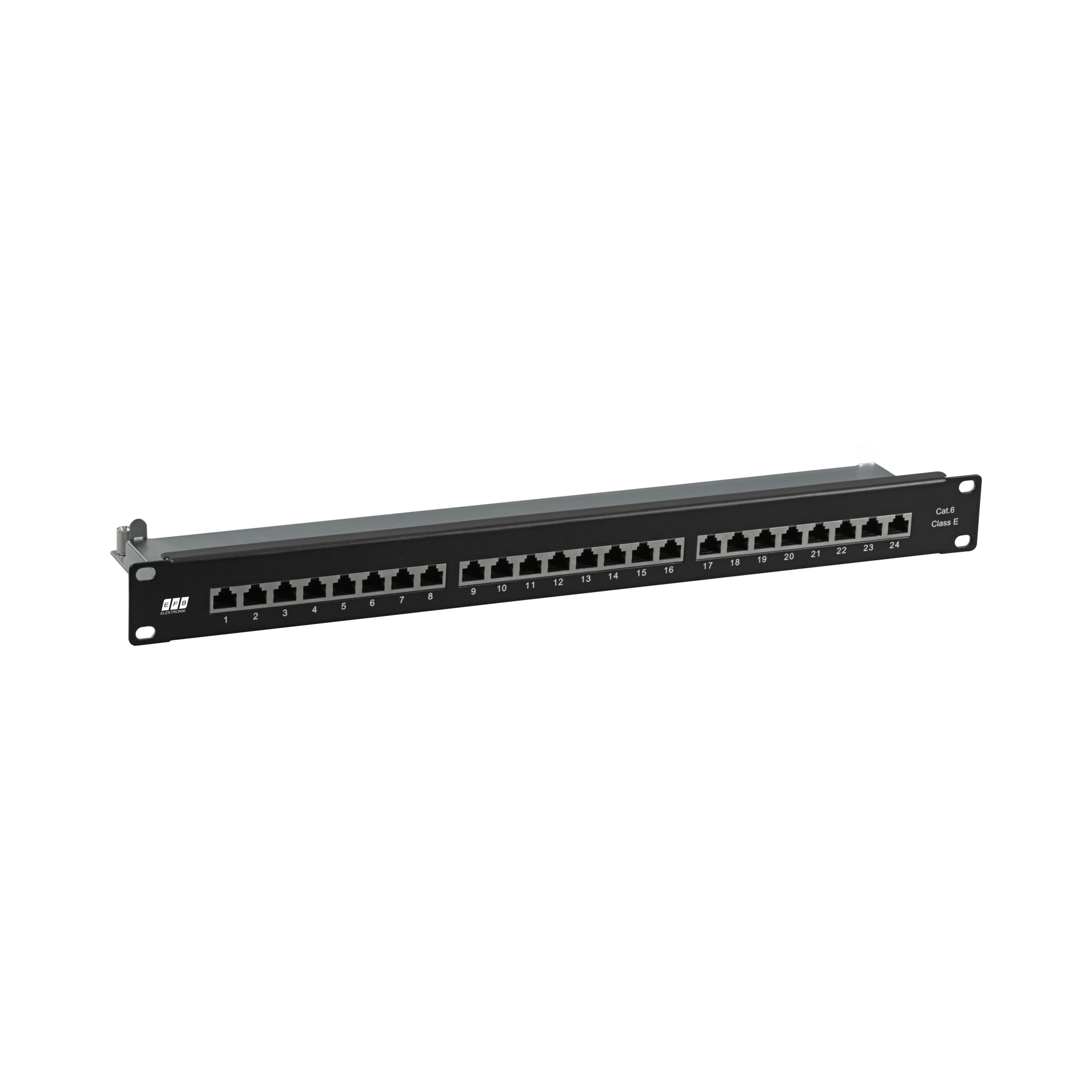 Patchpanel STP 24xRJ45 Cat.6, 19“ 1HE, RAL9005 schwarz