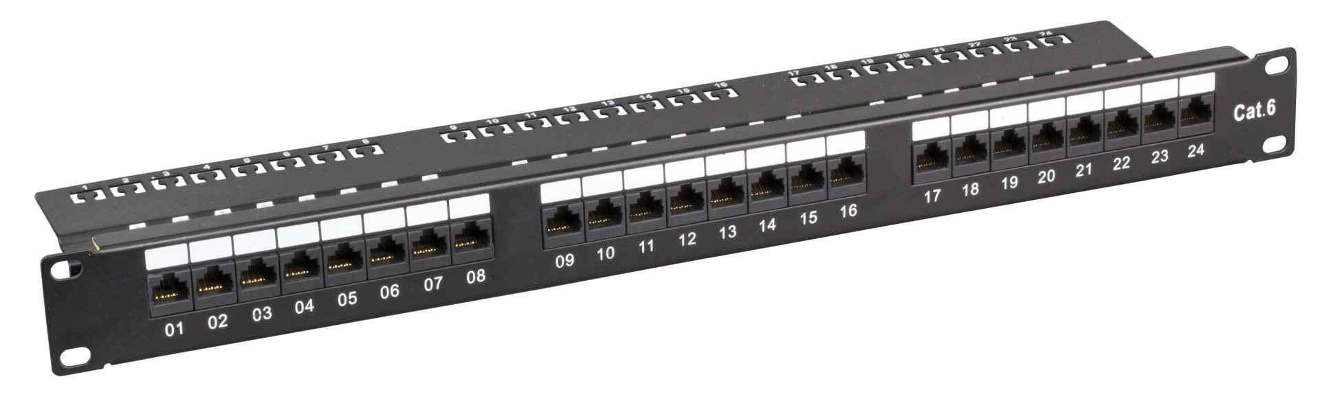 Patchpanel UTP 24xRJ45 Cat.6, 19“ 1U, RAL9005 black