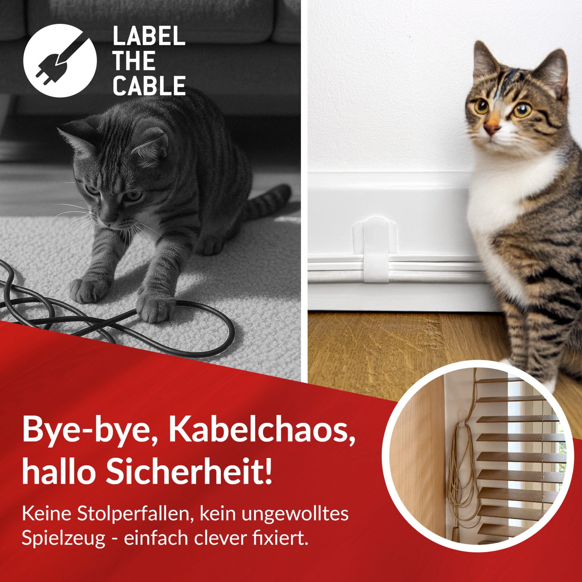 LTC WALL STRAPS Selbstklebende Klettkabelhalter,50 Stück Set weiß