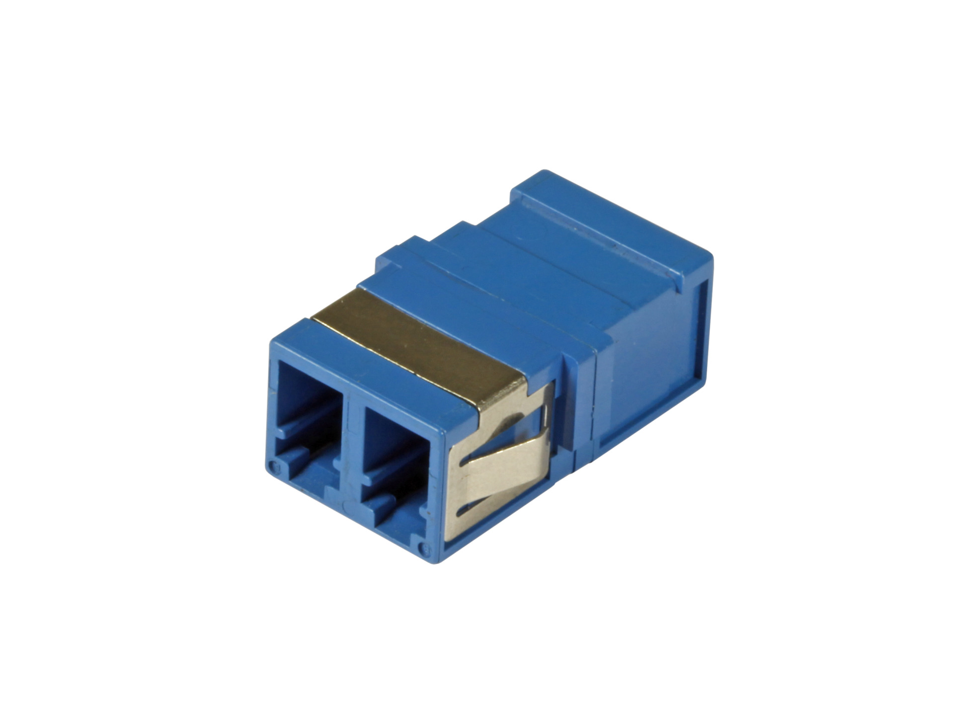 Adapter LC Duplex SM one piece, flangeless, blue, ceramic sleeve