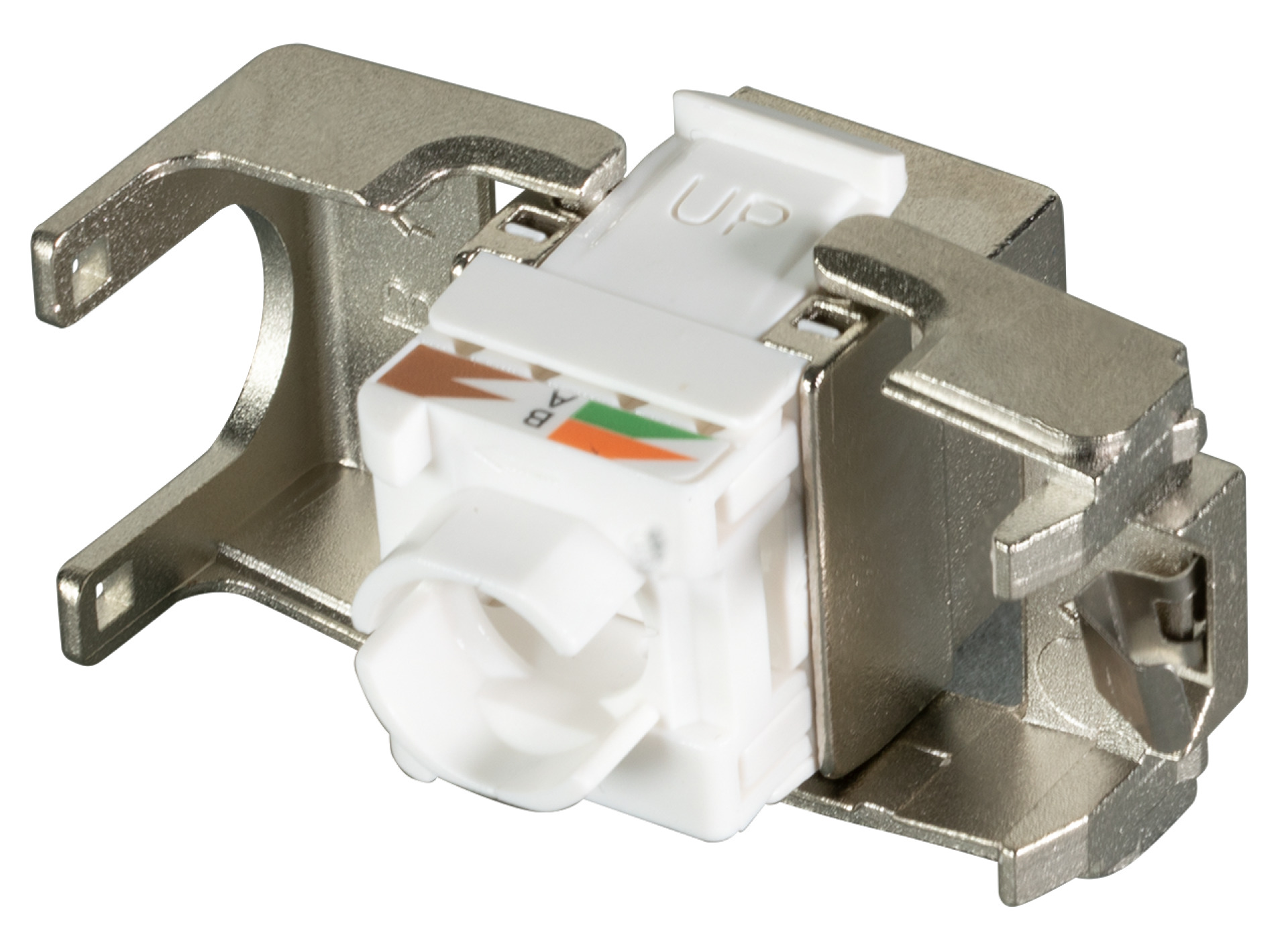 RJ45 Shortbody Keystone STP, Cat.6A 500MHz mit integriertem Shutter