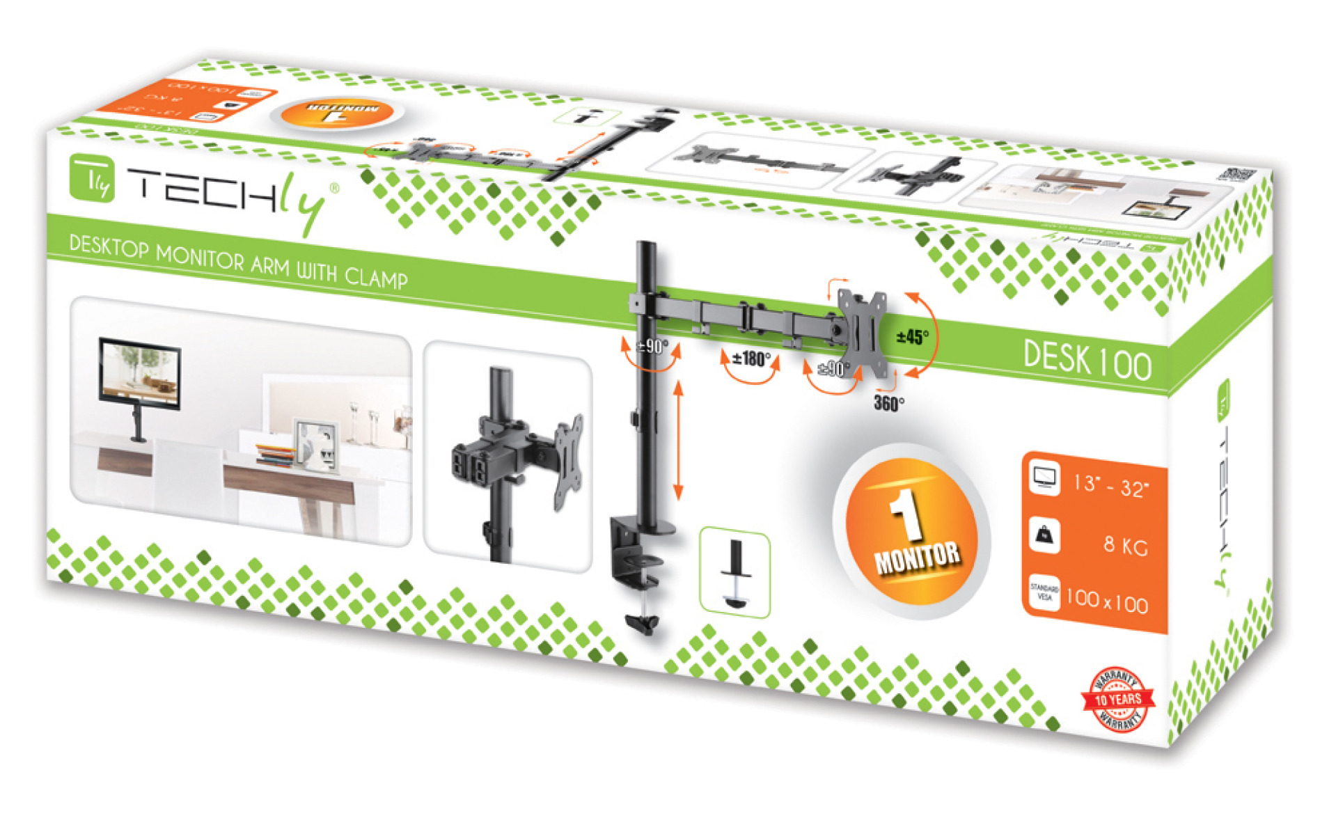 Schreibtischhalterung für 1 LCD TV LED 13"-32", mit Klemme