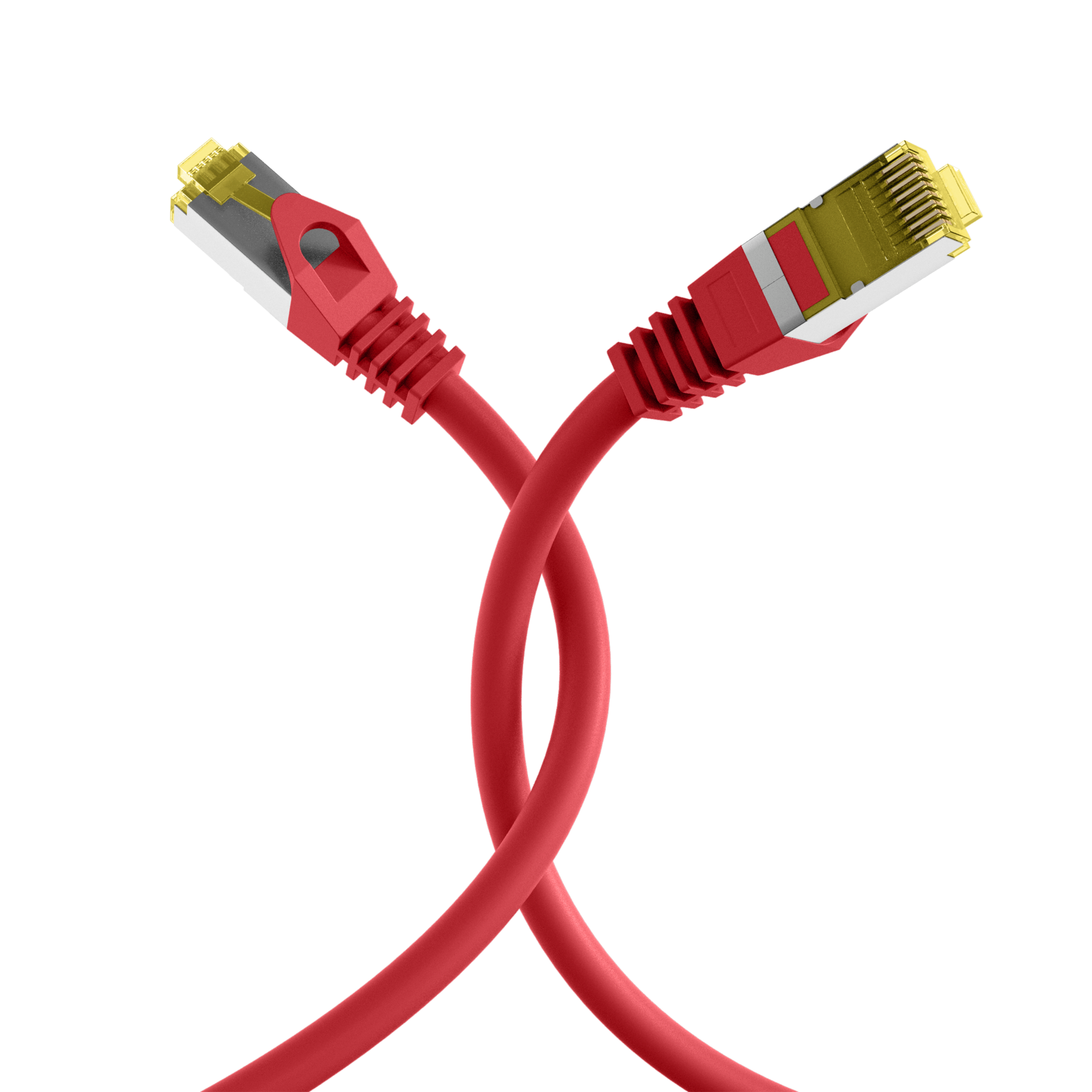 RJ45 Patch Cord Cat.6A S/FTP LSZH Cat.7 raw cable red 0,15m