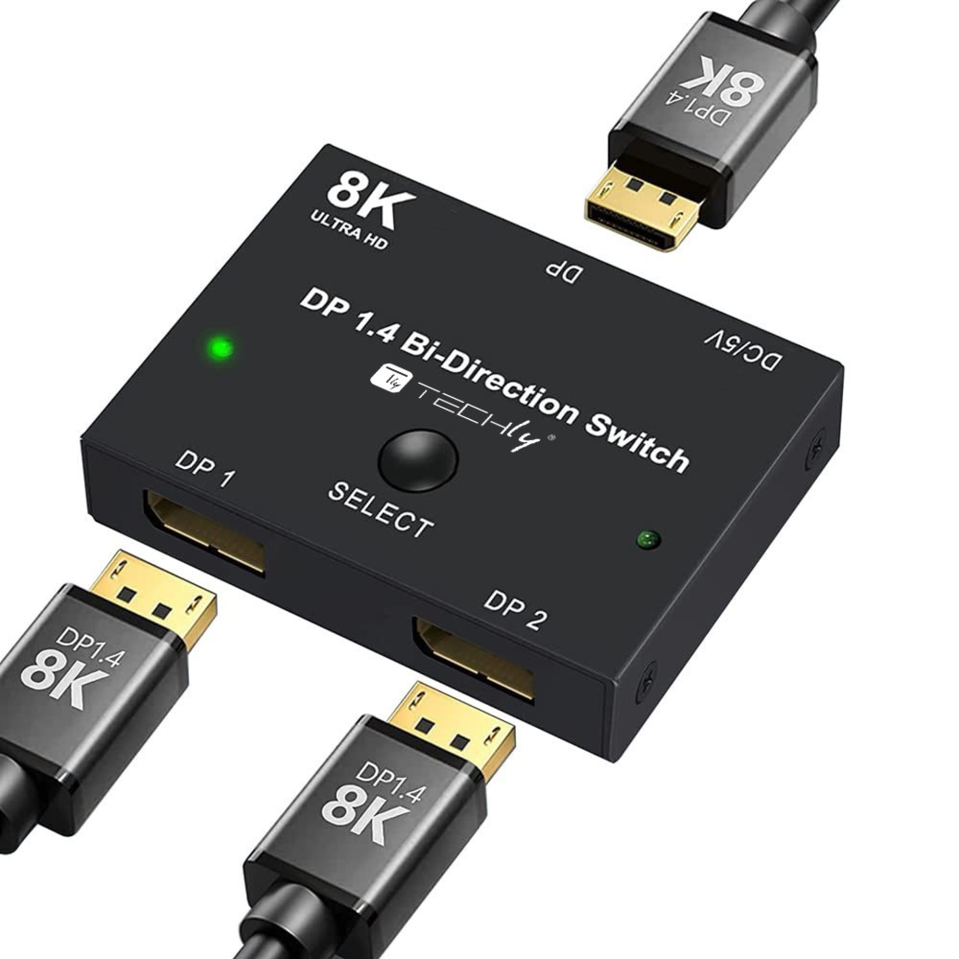 Techly Bidirectional Switch 8K DP1.4, Displayport Splitter