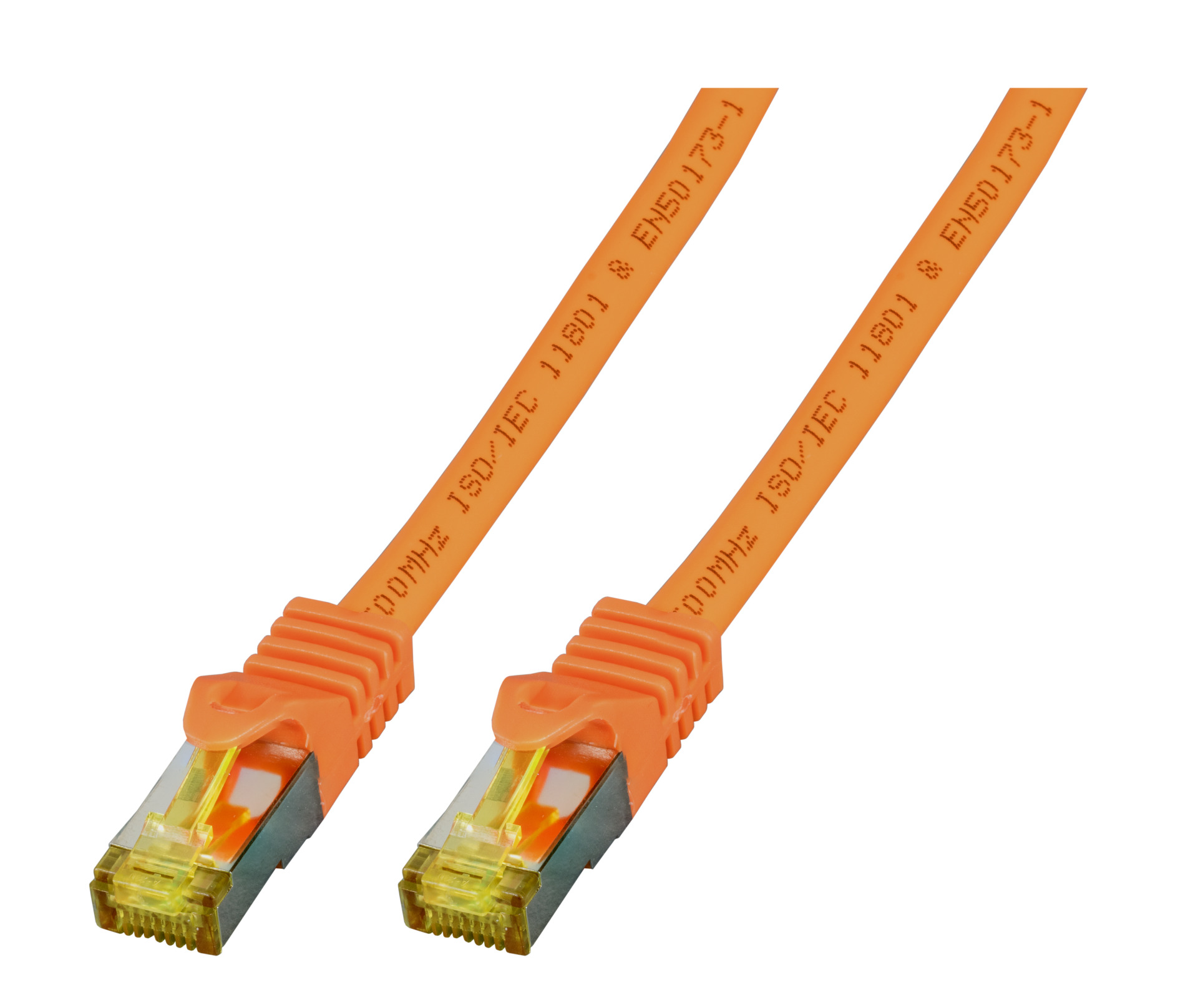 RJ45 Patchkabel S/FTP, Cat.6A, LSZH, Cat.7 Rohkabel, 1m, orange