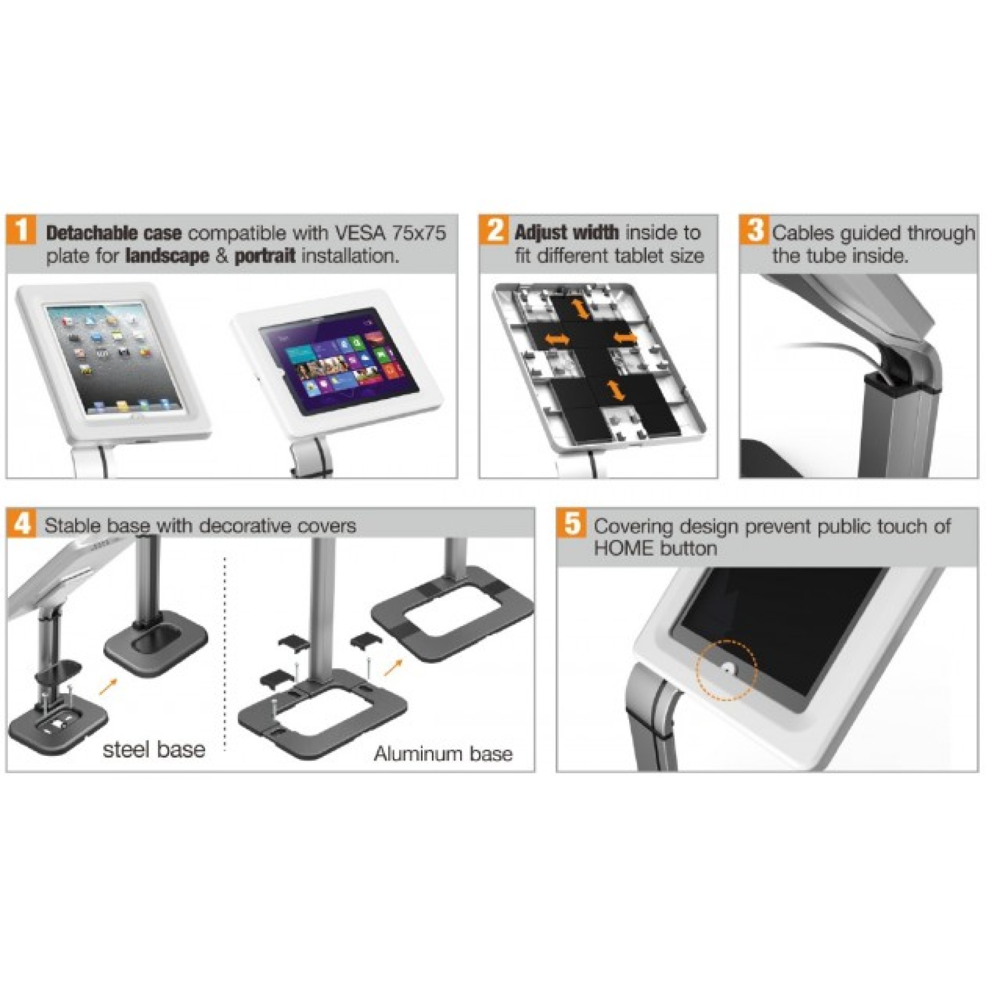 Bodenständer für iPad/Tablet 9.7"-10.1", mit Sicherheitsschloss