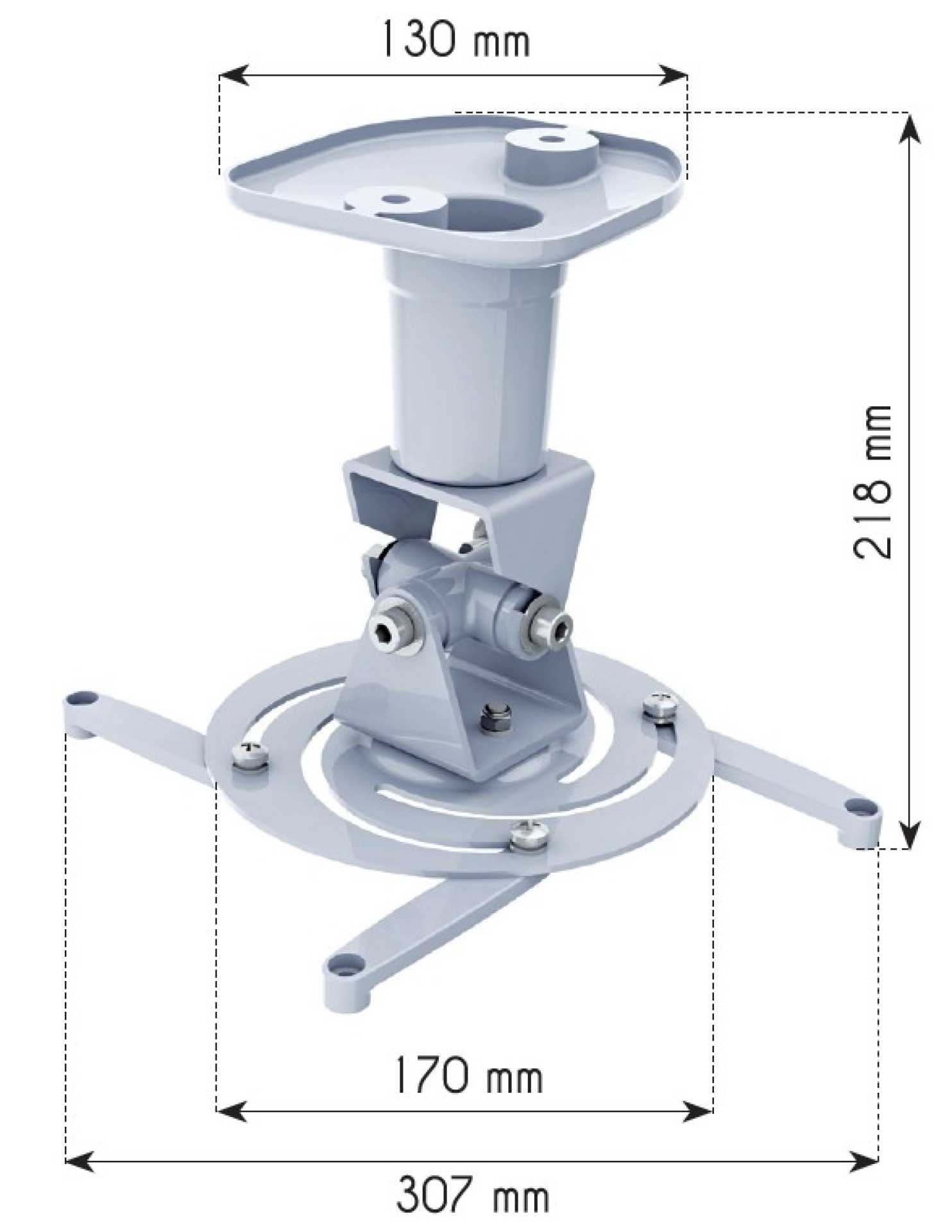 Universal ceiling bracket for projector, White