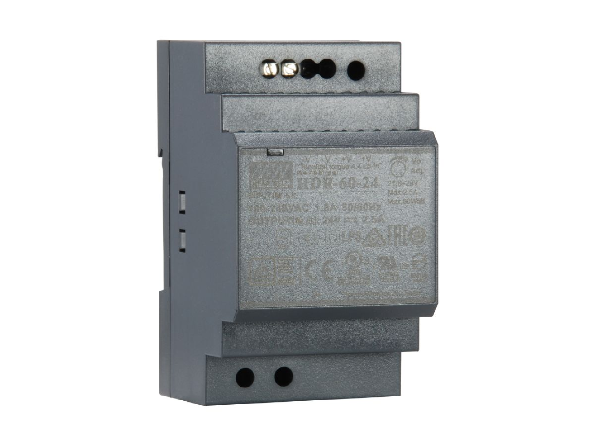 24V DC Industrial Power Supply 60W, DIN rail mounting
