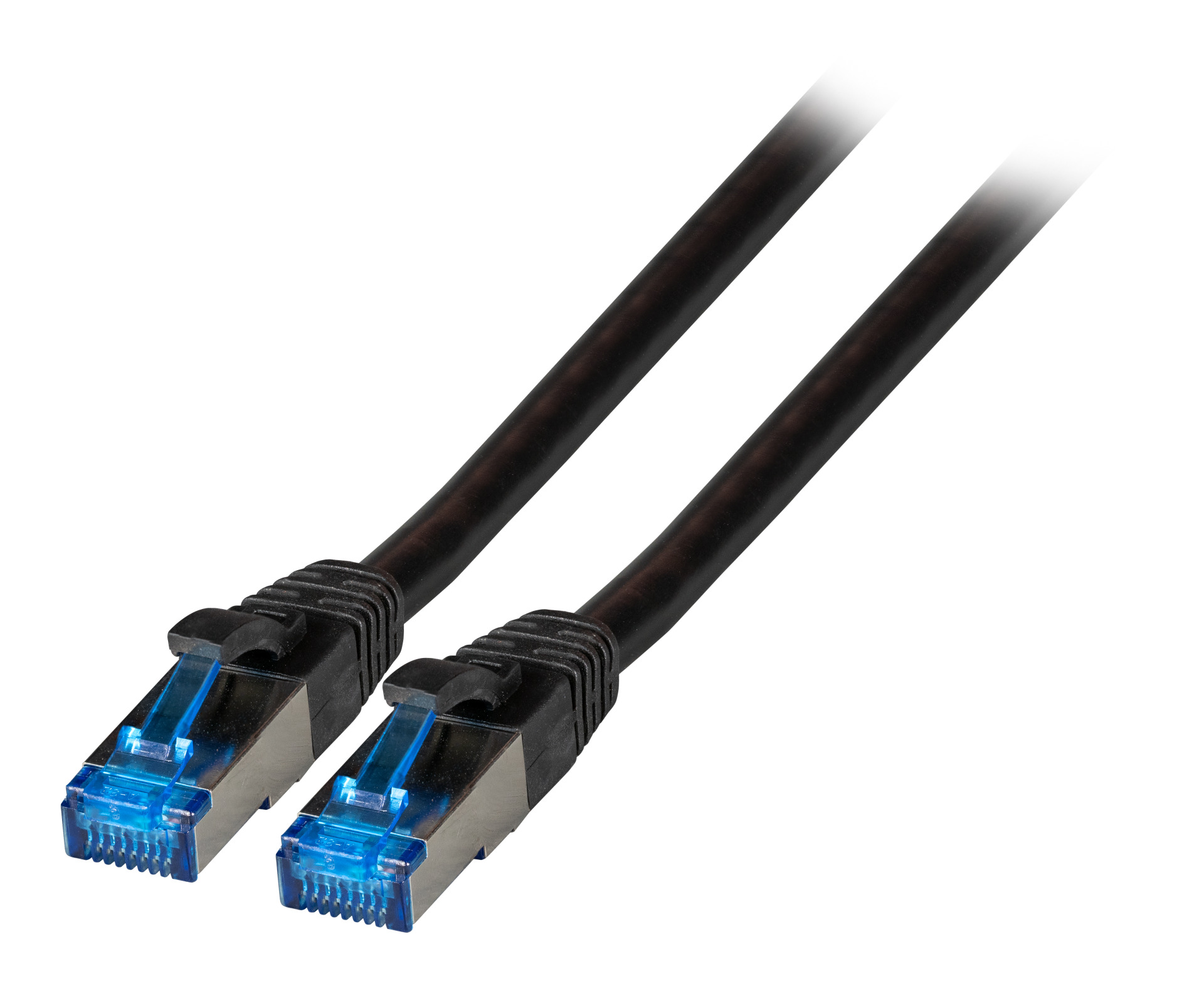 RJ45 Patchkabel S/FTP, Cat.6A, Cat.7 Rohkabel TPE superflex, 1m, schwarz