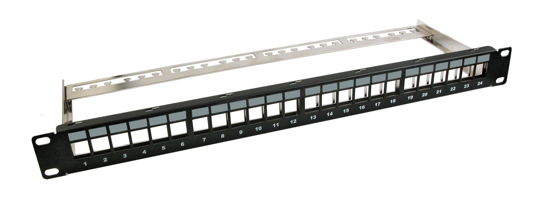 Verteilerfeld 19" 1HE, 24-Port, schwarz RAL9005