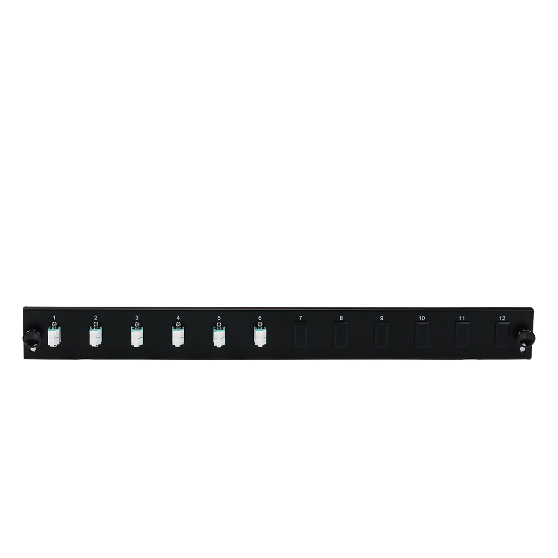 Equiped 12 Port Front Panel with 6x LC duplex adapter OM3 vertical, grey