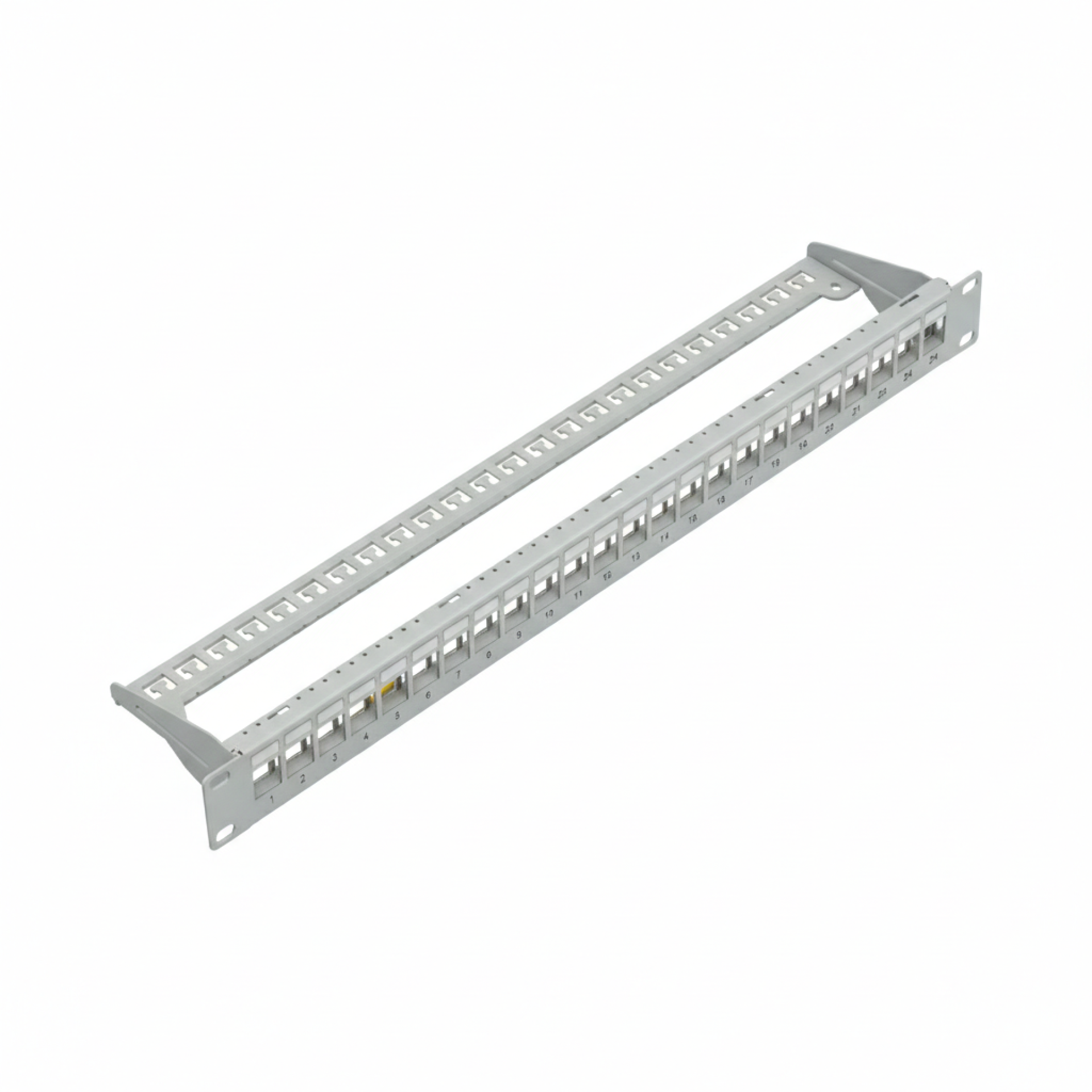 Verteilerfeld 19" 1HE, 24-Port, Metall, klappbar, grau RAL7035