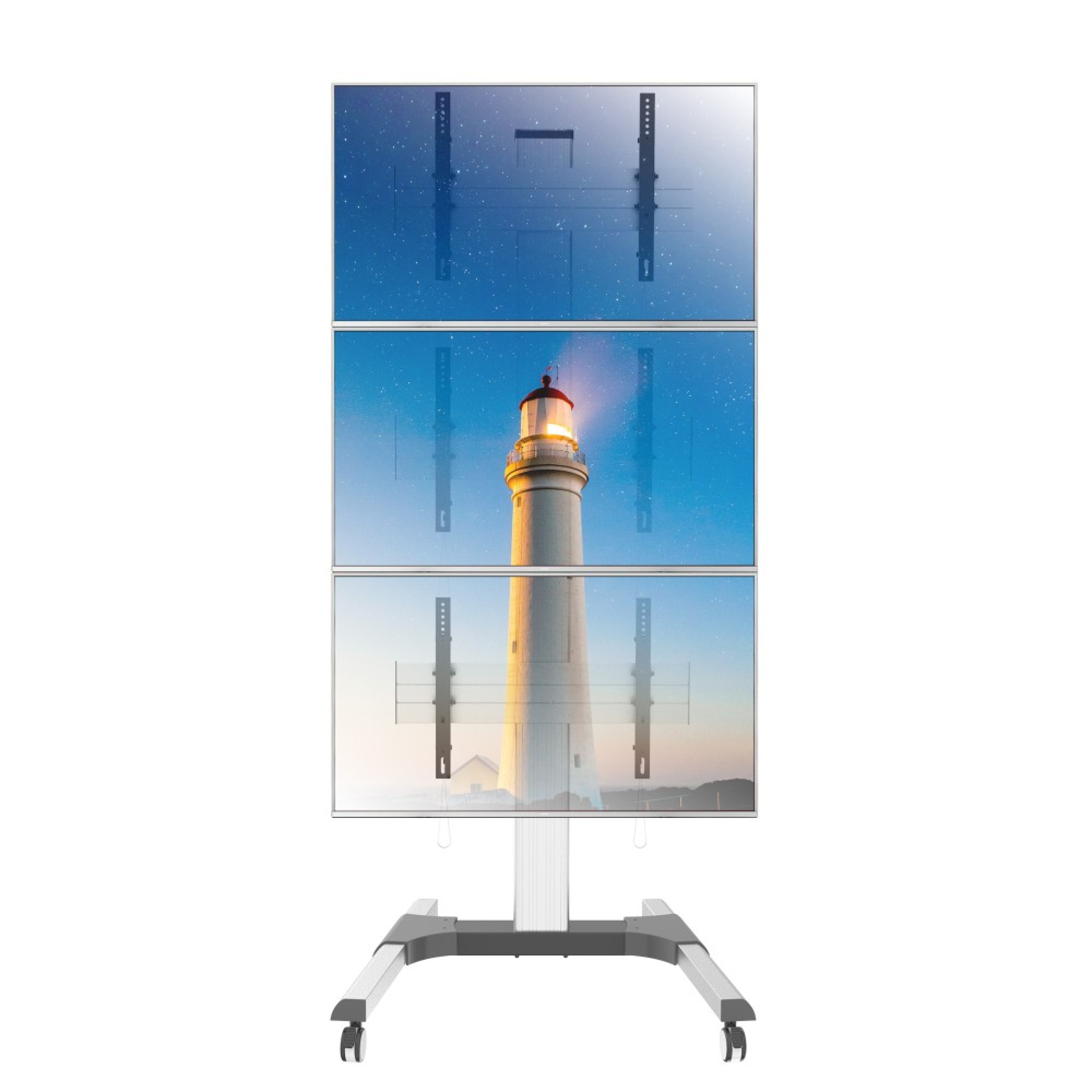 TV trolley for 3 x LCD/LED TVs, 32-55" for a video wall