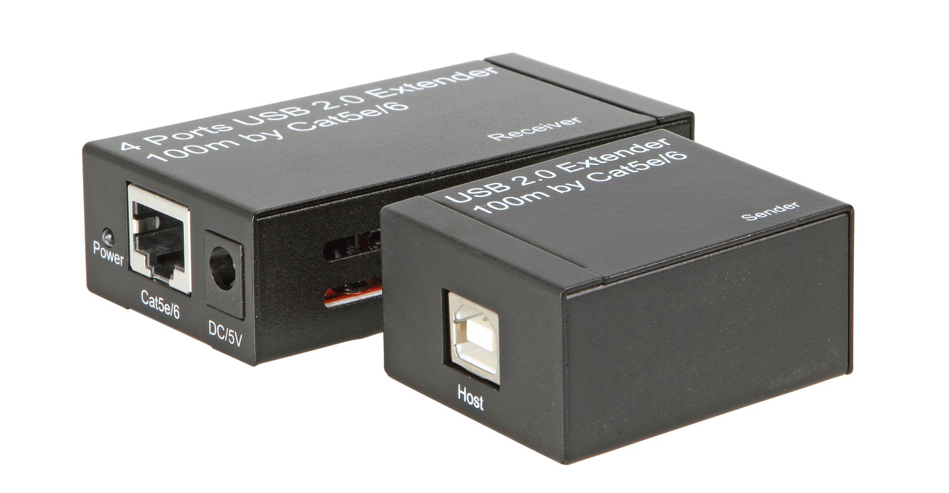 USB2.0 Extender Cat.5e/6 100m, 4-Port, inkl. Netzteil