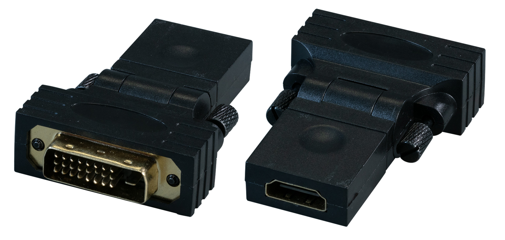 HDMI™-DVI Adapter, HDMI™-A auf DVI-D 24+1, Bu.-St., 180° schwenkbar, schwarz