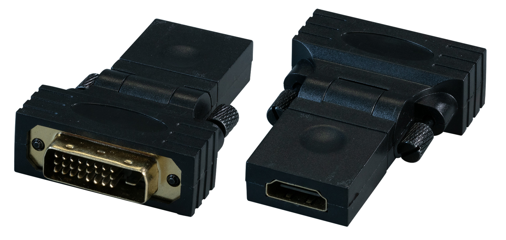 HDMI-DVI Adapter, HDMI-A auf DVI-D 24+1, Bu.-St., 180° schwenkbar, schwarz