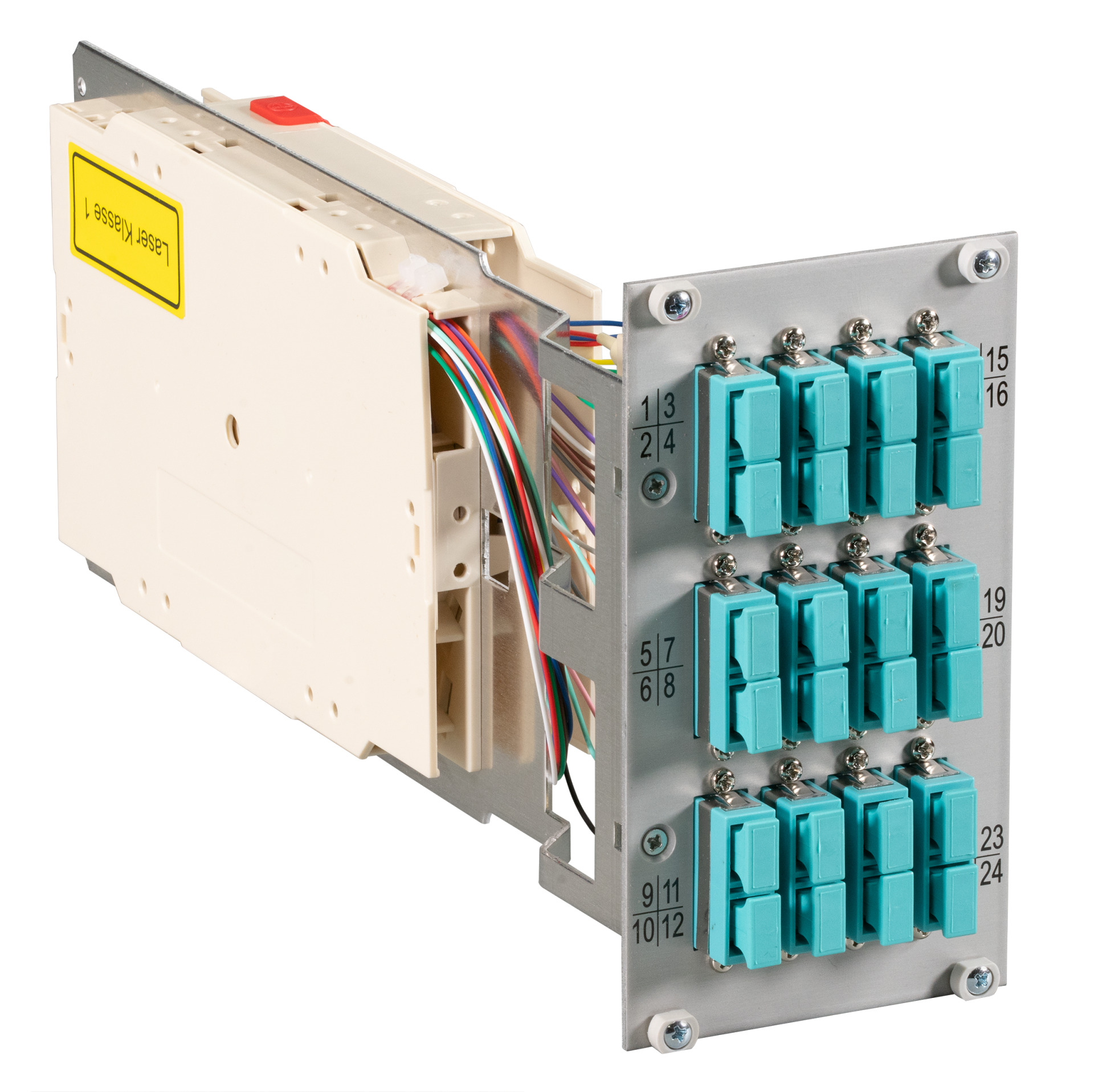 Moduleinschub 3HE/14TE, 50/125µ OM3, 12x SC Duplex aqua