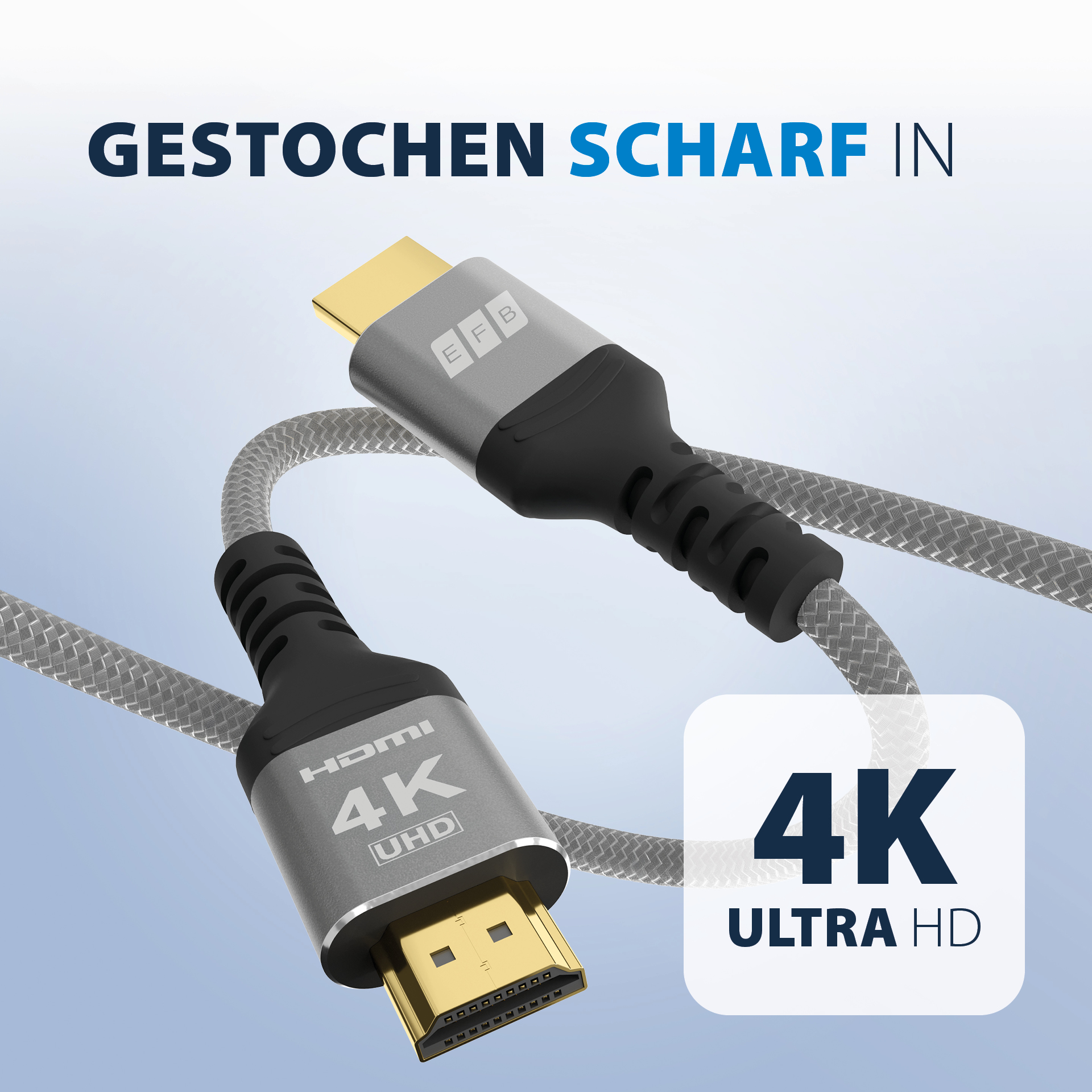 HDMI Kabel High-Speed m. Ethernet 4K60Hz 18 Gbit/s 0,5m grau komp. mit HDMI 2.0