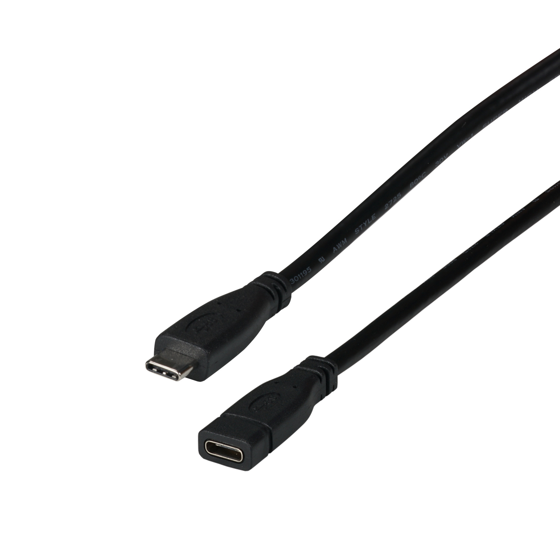 USB 3.2 Gen2 10Gbit 3A Extender Cable, Type-C Plug - Type-C Jack, 0.2m