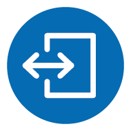 Icon with two arrows on a door pointing left and right Icon with two arrows on a door pointing left and right
