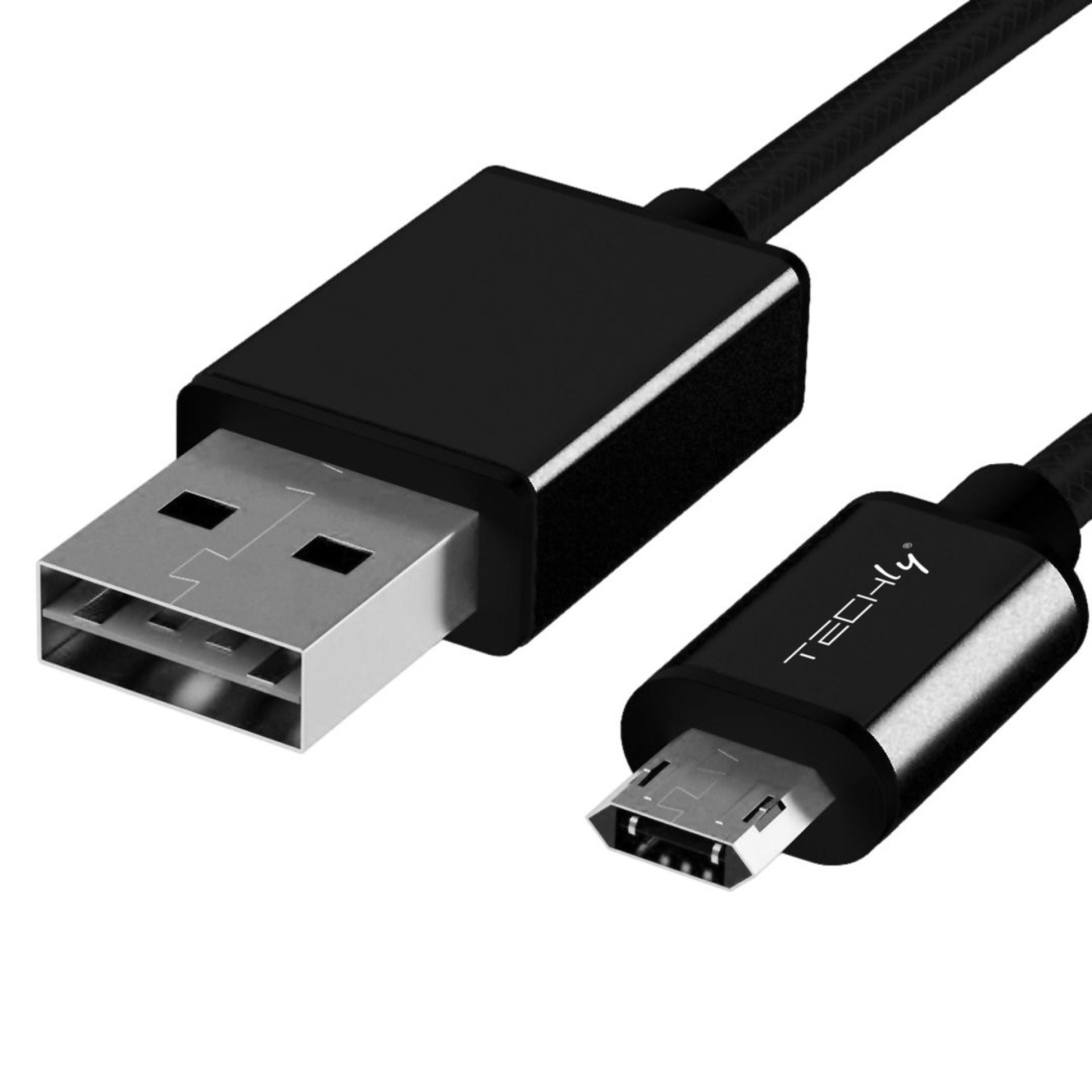 USB2.0 Anschlusskabel Typ-A - Micro-B, verdrehsichere Stecker, schwarz 2m